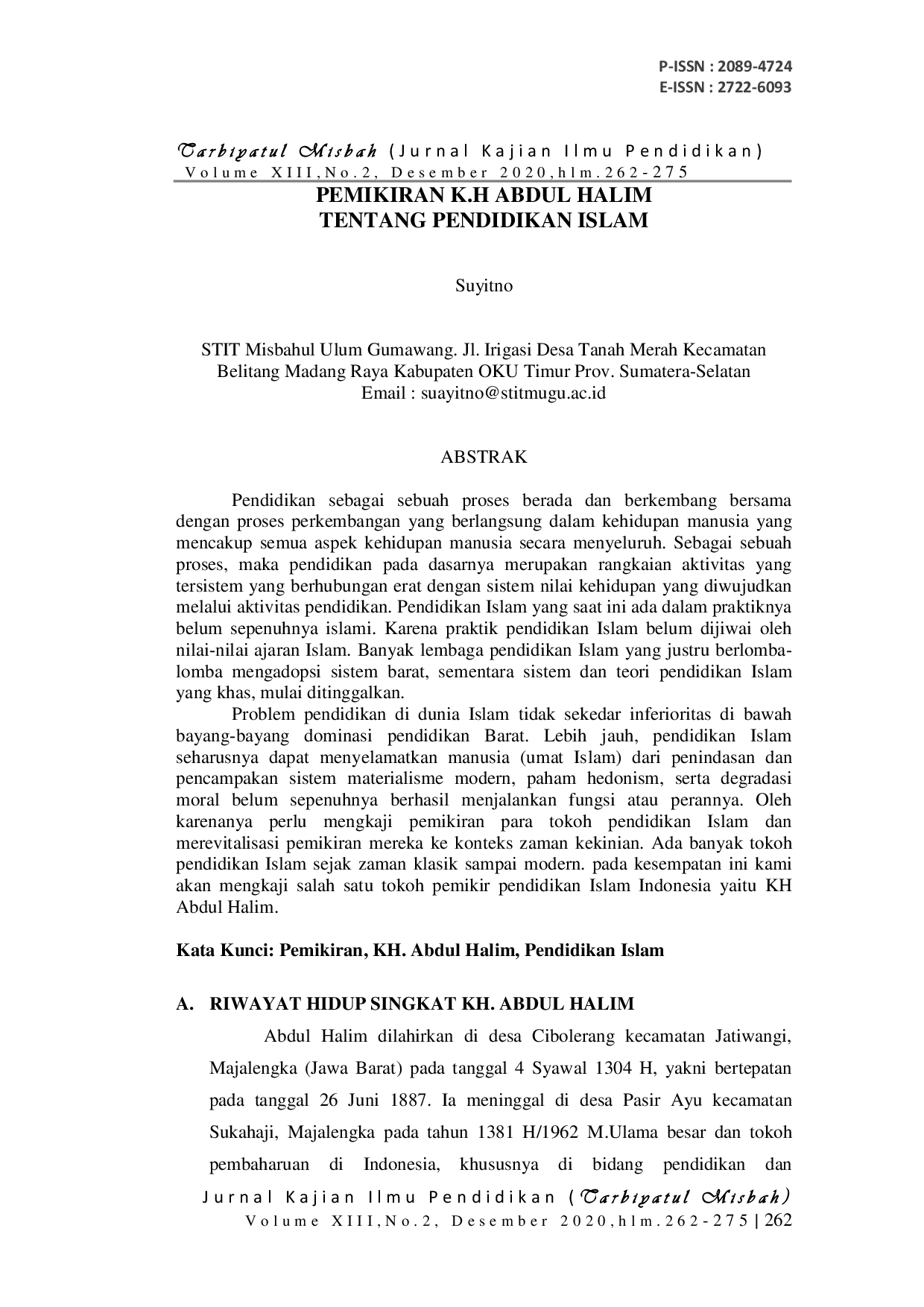juris Pemikiran K H Abdul Halim Tentang Pendidikan Islam