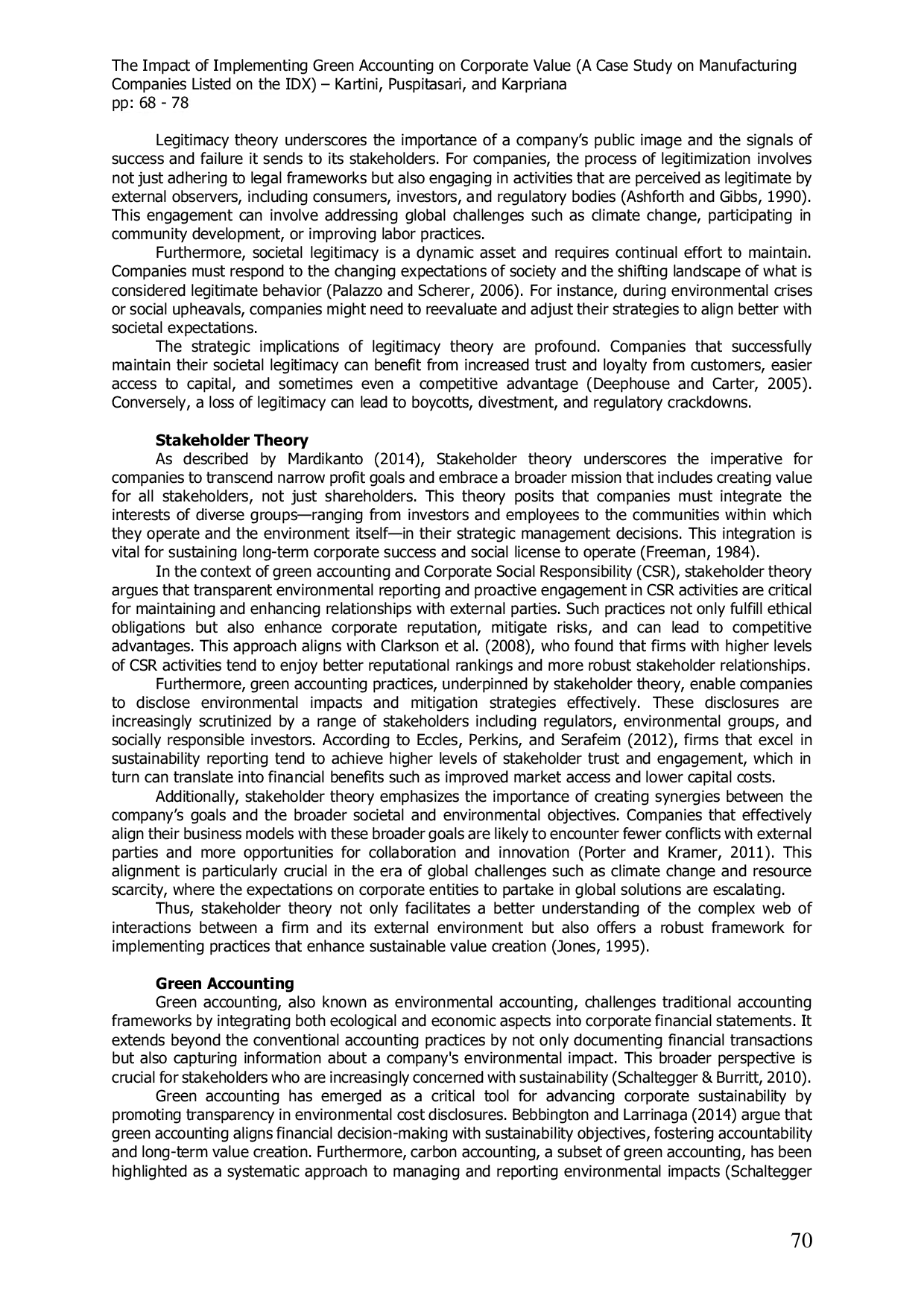 JURIS The Impact of Implementing Green Accounting on Corporate Value A Case Study on Manufacturing Companies Listed on the IDX
