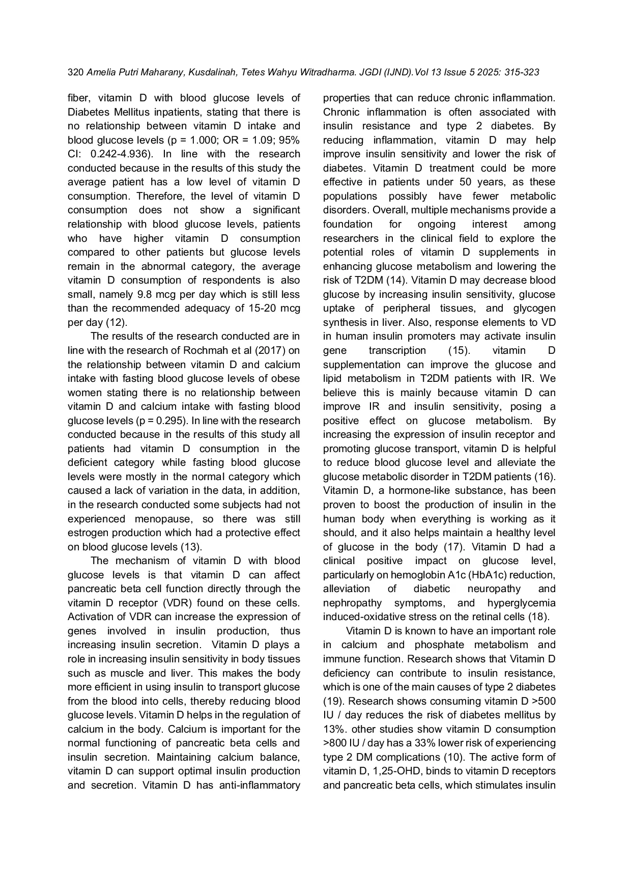 JURIS Hubungan Antara Vitamin D Vitamin C Dan Glukosa Darah Pada Pasien Diabetes Melitus Tipe 2