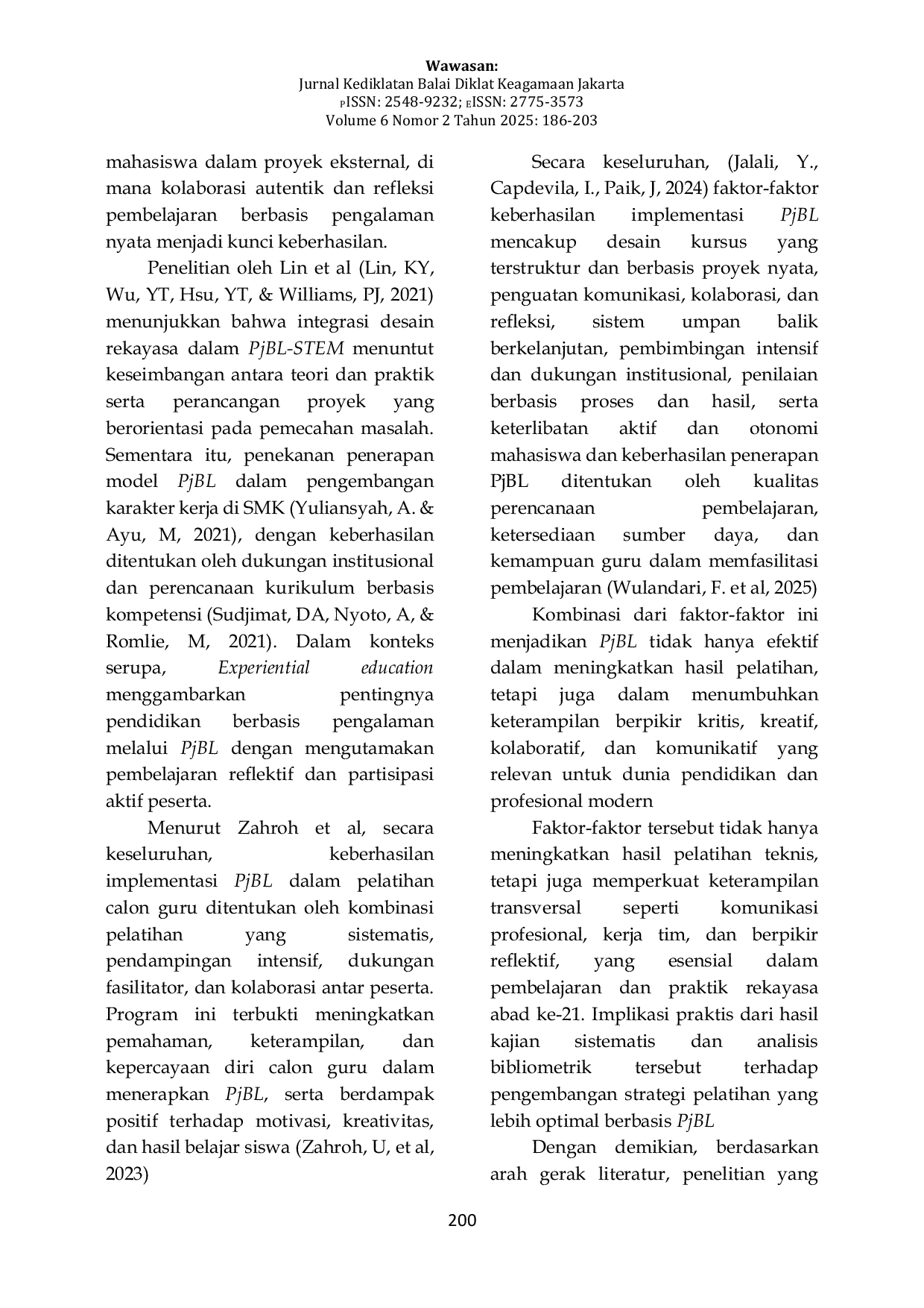 JURIS Analisis Bibliometrik Artikel Ilmiah Tentang Pelatihan Melalui Project Based Learning