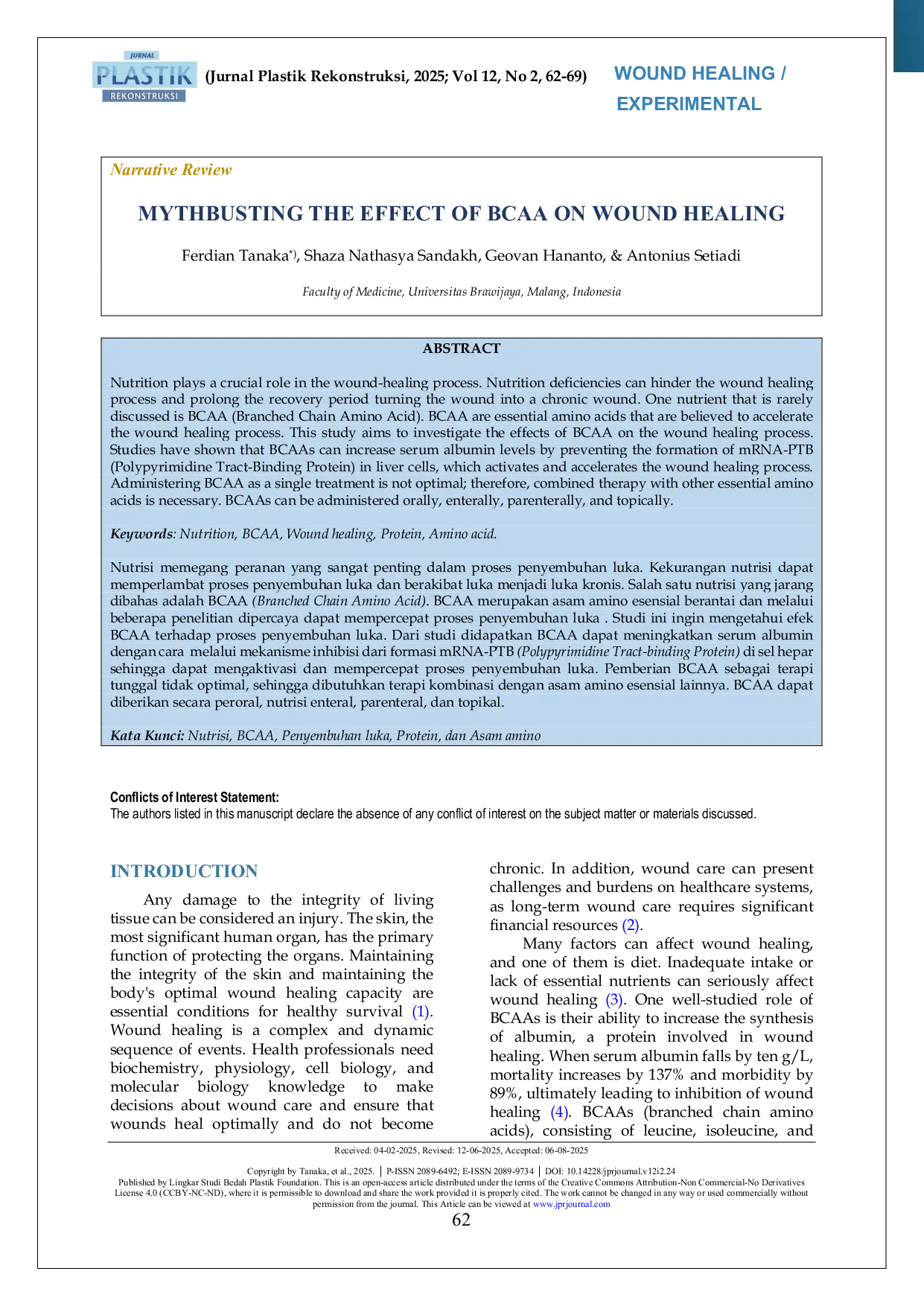 JURIS Mythbusting The Effect of BCAA on Wound Healing