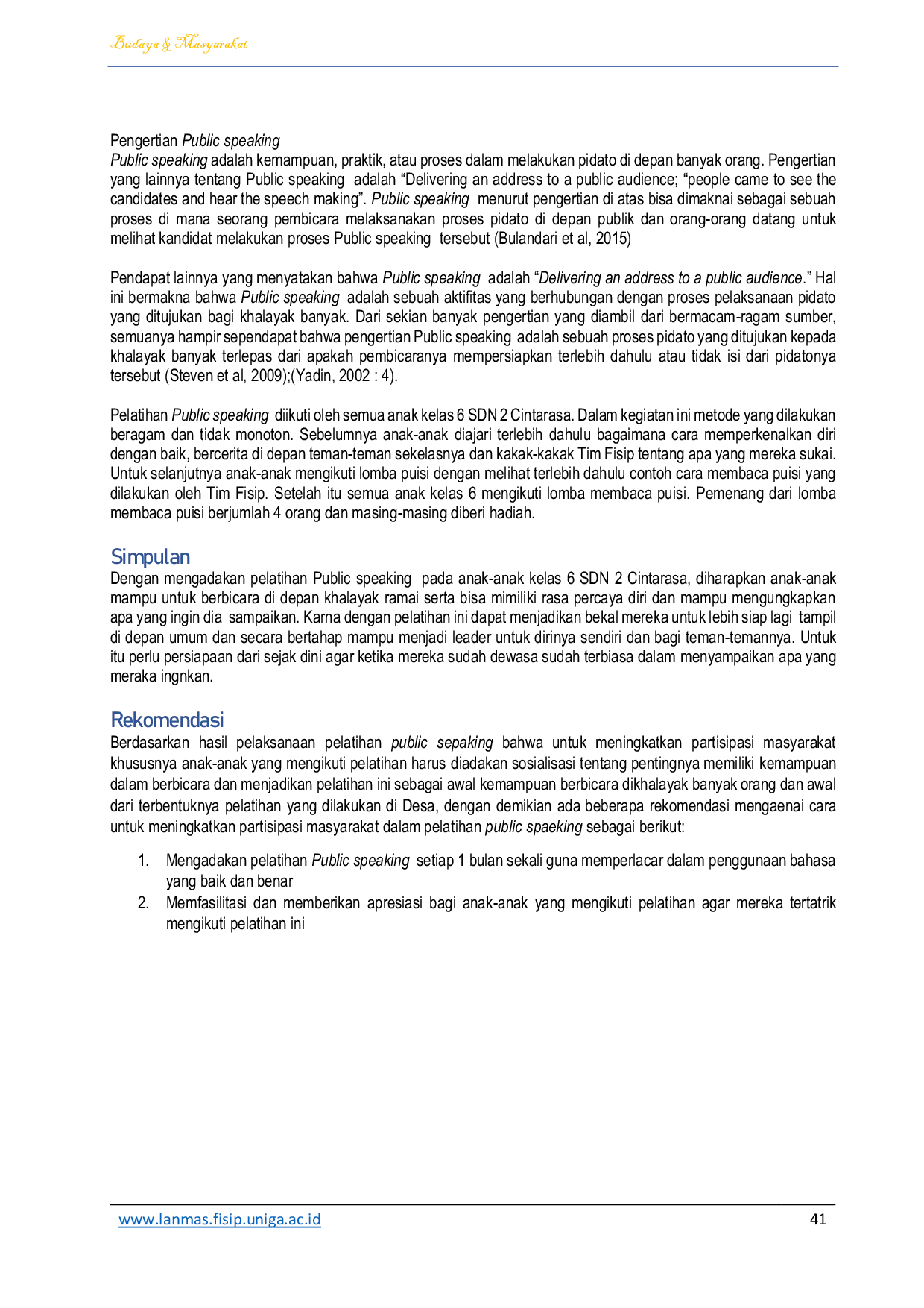 JURIS Pelatihan Public Speaking