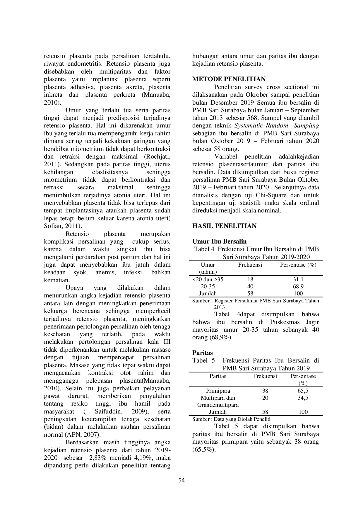 JURIS Hubungan Umur Dan Paritas Ibu Dengan Kejadian Retensio Plasenta