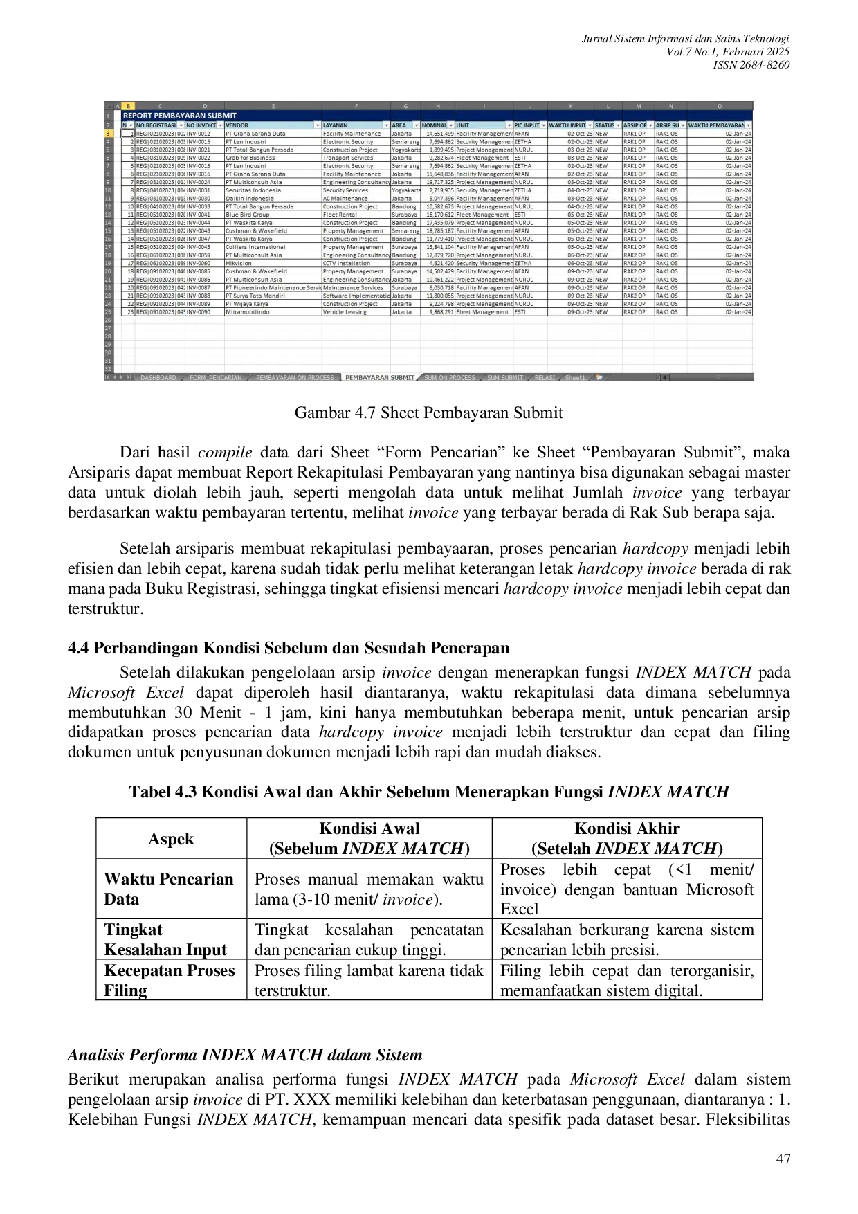 JURIS Penerapan Fungsi Index Match Microsoft Excel pada Sistem Pengelolaan Arsip Invoice di PT XXX