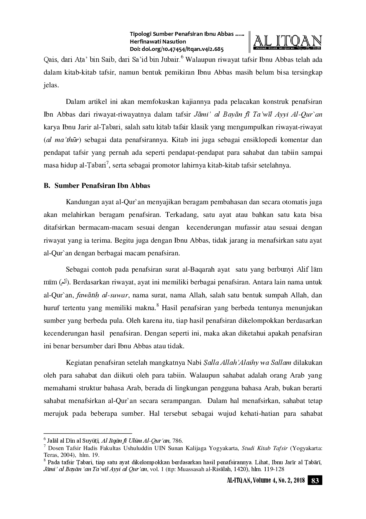 juris Tipologi Sumber Penafsiran Ibnu Abbas Dalam Tafsir Al Tabari