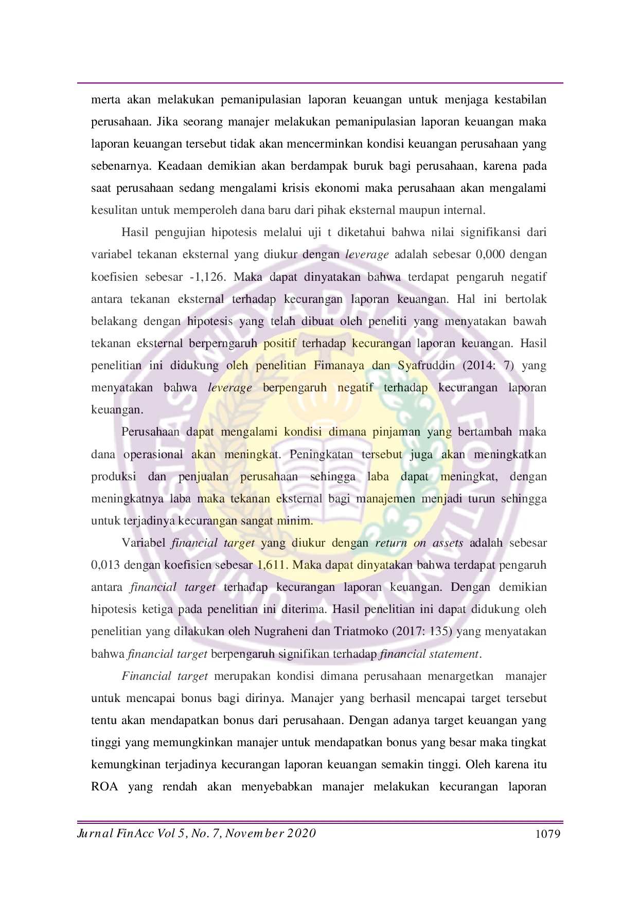 JURIS Analisis Pengaruh Fraud Triangle Terhadap Kecurangan Laporan Keuangan Pada Perusahaan Subsektor Pertambangan Batu Bara Di Bursa Efek Indonesia