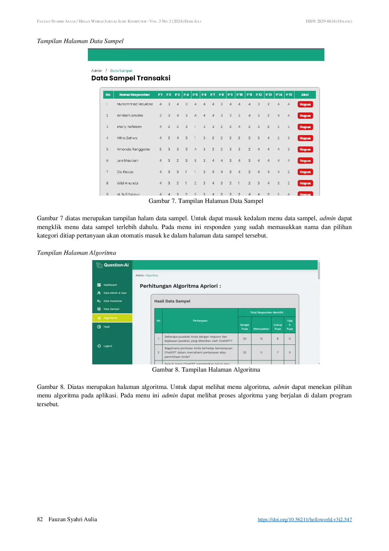 juris Penerapan Algoritma Apriori Dalam Menentukan Tingkat Penggunaan Open AI Di Lingkungan Mahasiswa Teknik Informatika UISU