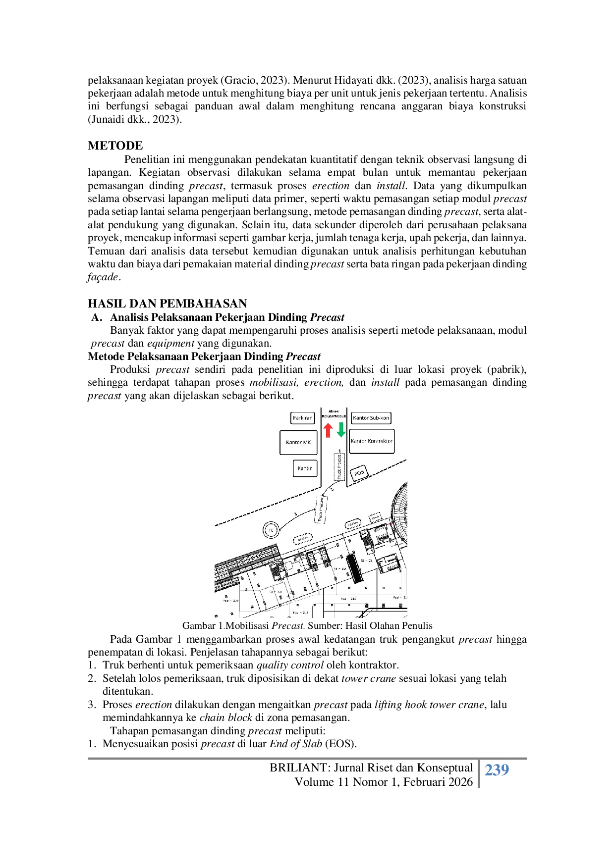 JURIS Analisis Perbandingan Dinding Pracetak Dan Bata Ringan terhadap Waktu dan Biaya Pada Fasad Proyek Pakuwon Residence Bekasi Mixed Use Development