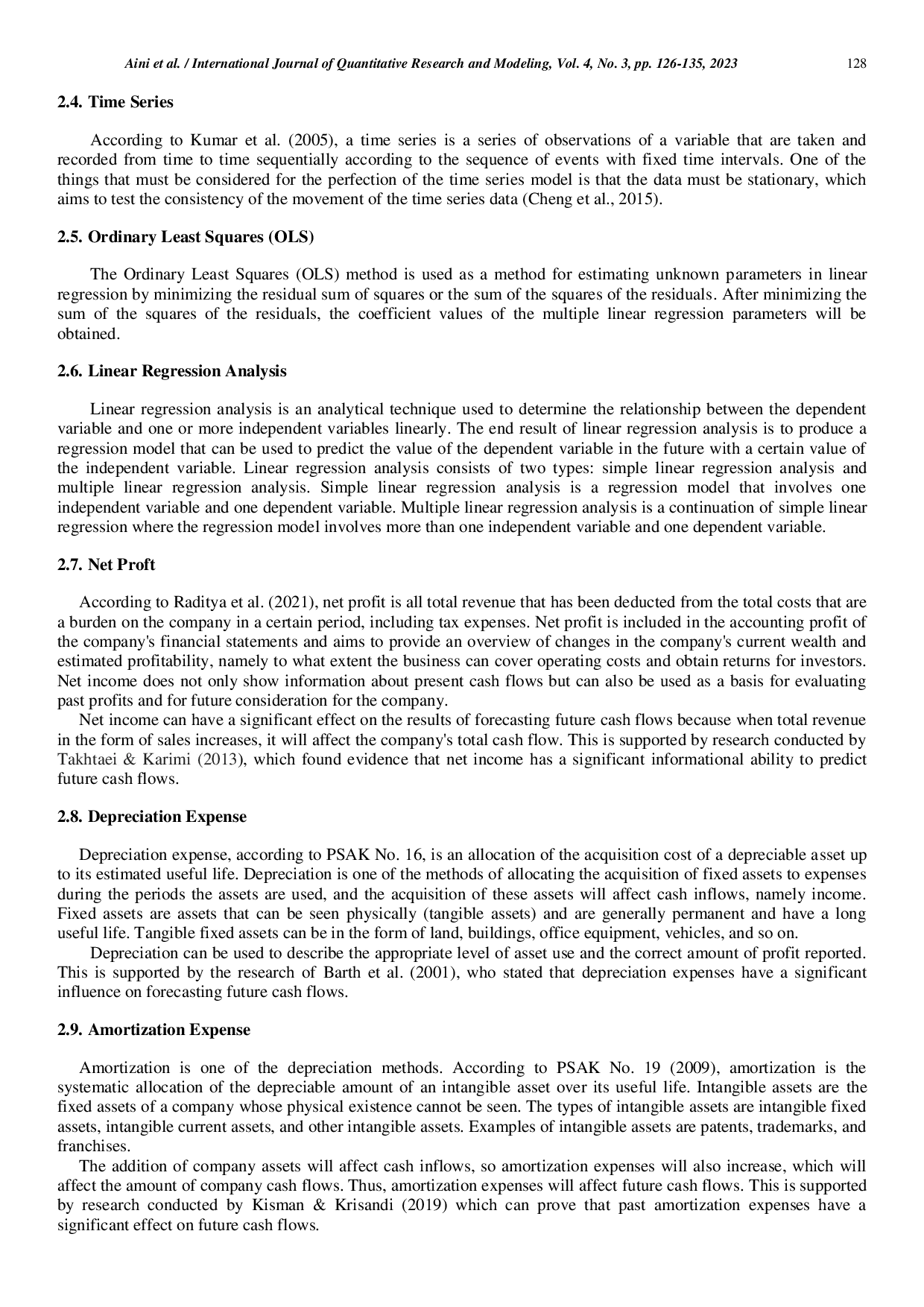 juris The Influence of Operating Cash Flow Net Income Depreciation Expenses and Amortization Expenses on Cash Flow Forecasting at PT Bank XYZ