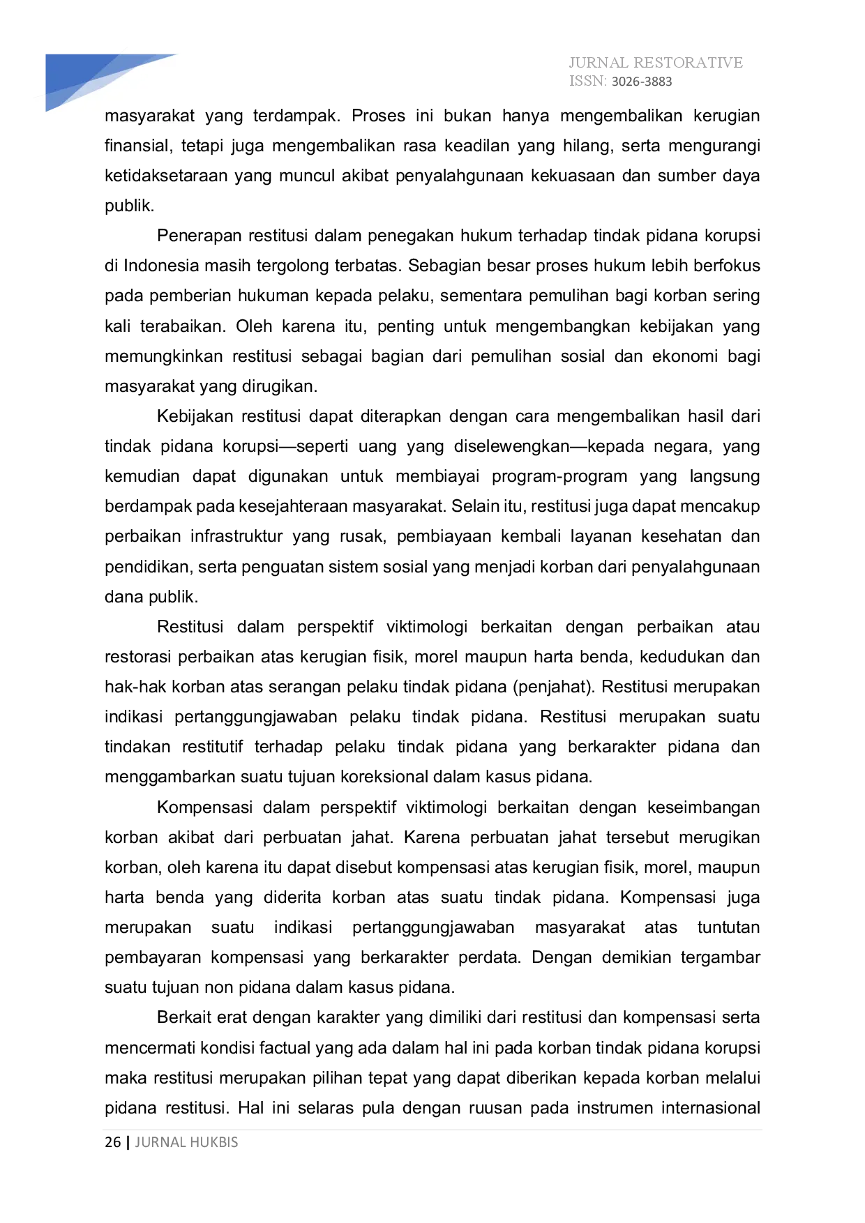 juris Keadilan Sosial Bagi Korban Tindak Pidana Korupsi Dalam Perspektif Viktimologi