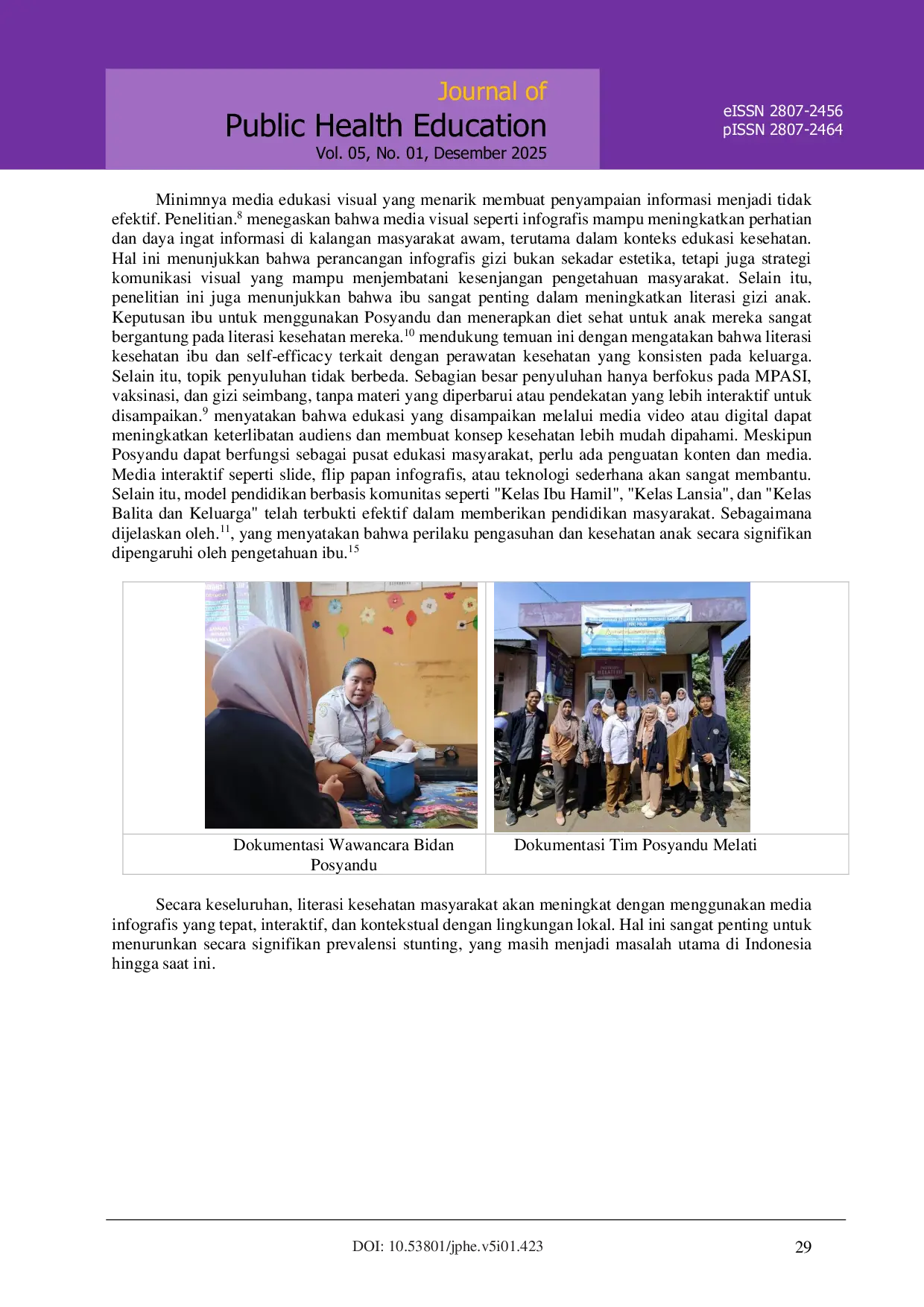 JURIS Perancangan Board Infografis Gizi Anak untuk Meningkatkan Literasi Kesehatan di Kawasan Posyandu Melati Bitung