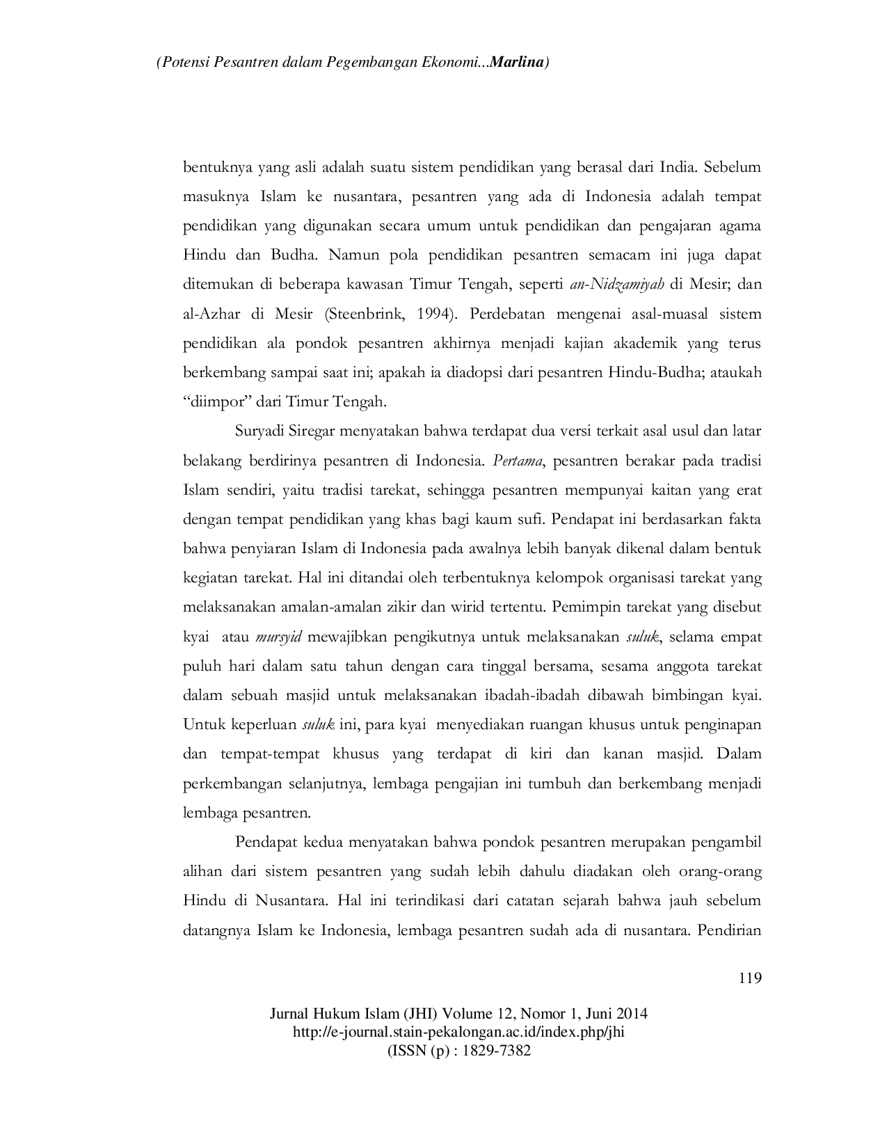 JURIS Potensi Pesantren Dalam Pengembangan Ekonomi Syariah