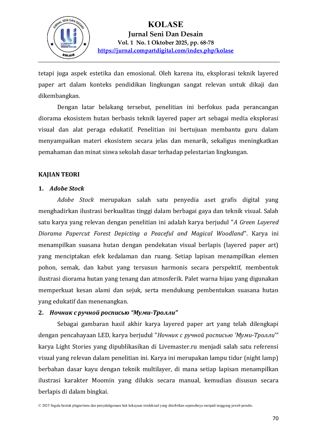 JURIS Layered Paper Art Sebagai Media Eksplorasi Visual dan Alat Peraga Edukatif dalam Perancangan Diorama Ekosistem Hutan
