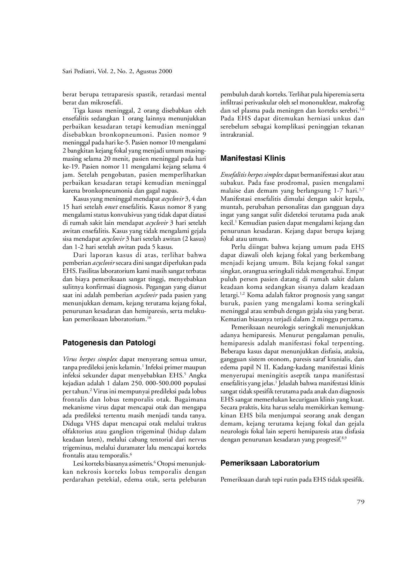 JURIS Ensefalitis Herpes Simplex pada Anak