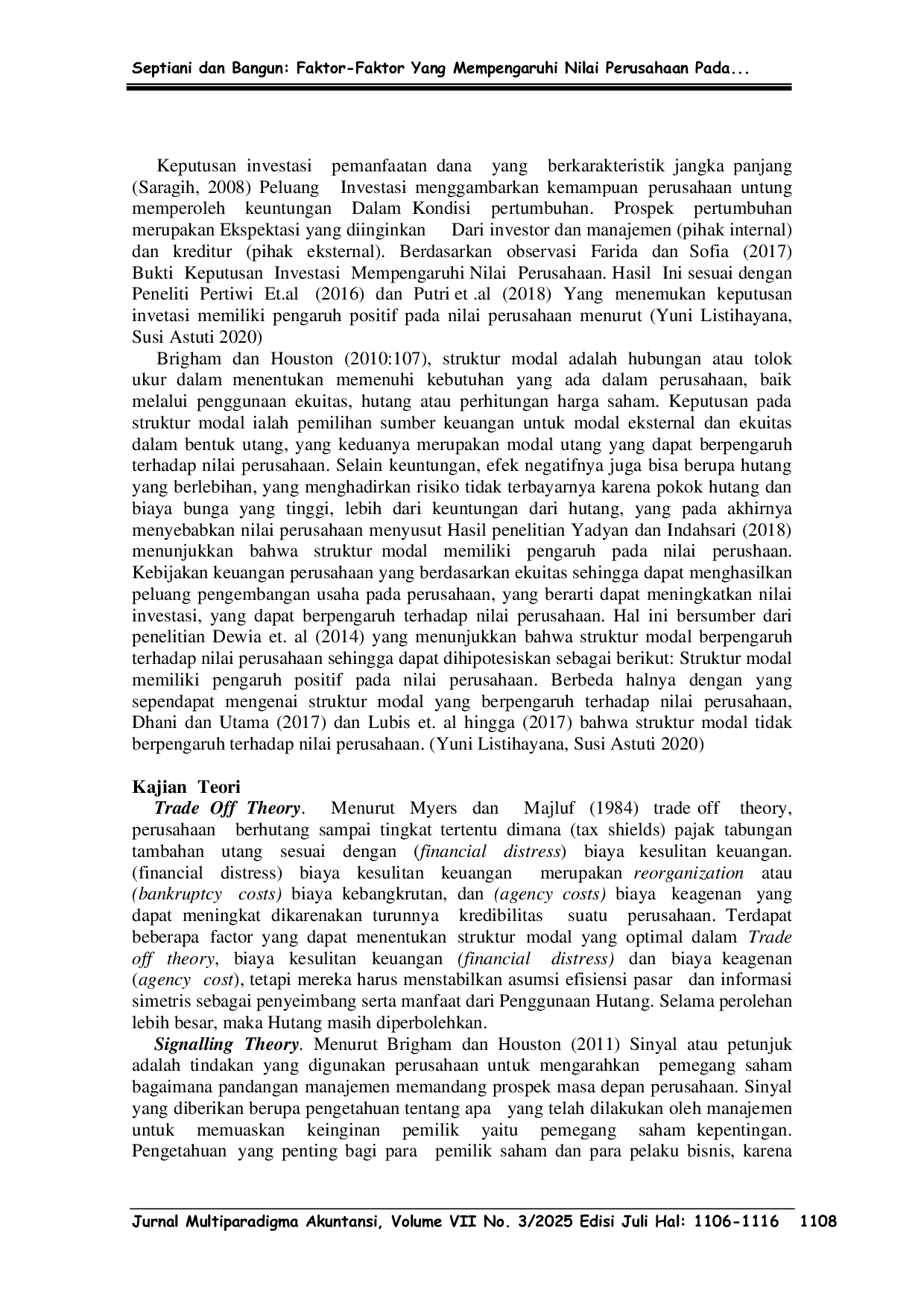 JURIS Faktor Faktor Yang Mempengaruhi Nilai Perusahaan Pada Perusahaan Manufaktur Di Bei