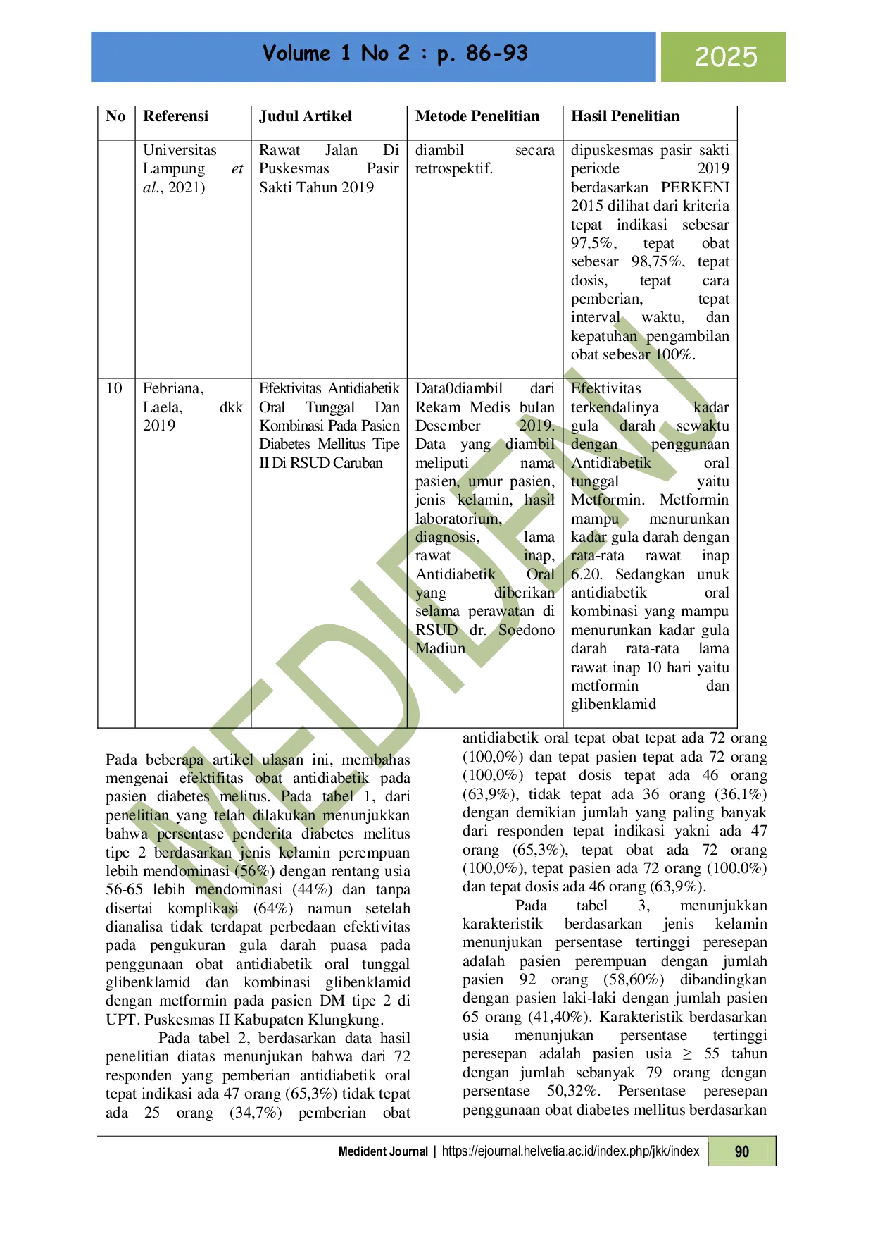 JURIS Literature Review Efektivitas Pemberian Obat Antidiabetes Terhadap Penurunan Gula Darah Pada Pasien Diabetes