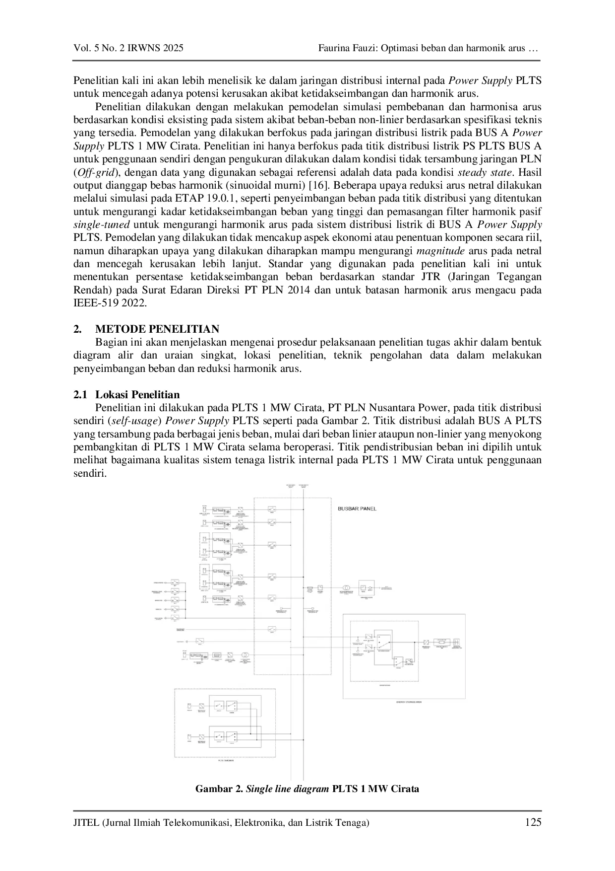 JURIS Optimasi beban dan harmonisa arus untuk reduksi arus netral pada pembangkit listrik tenaga surya