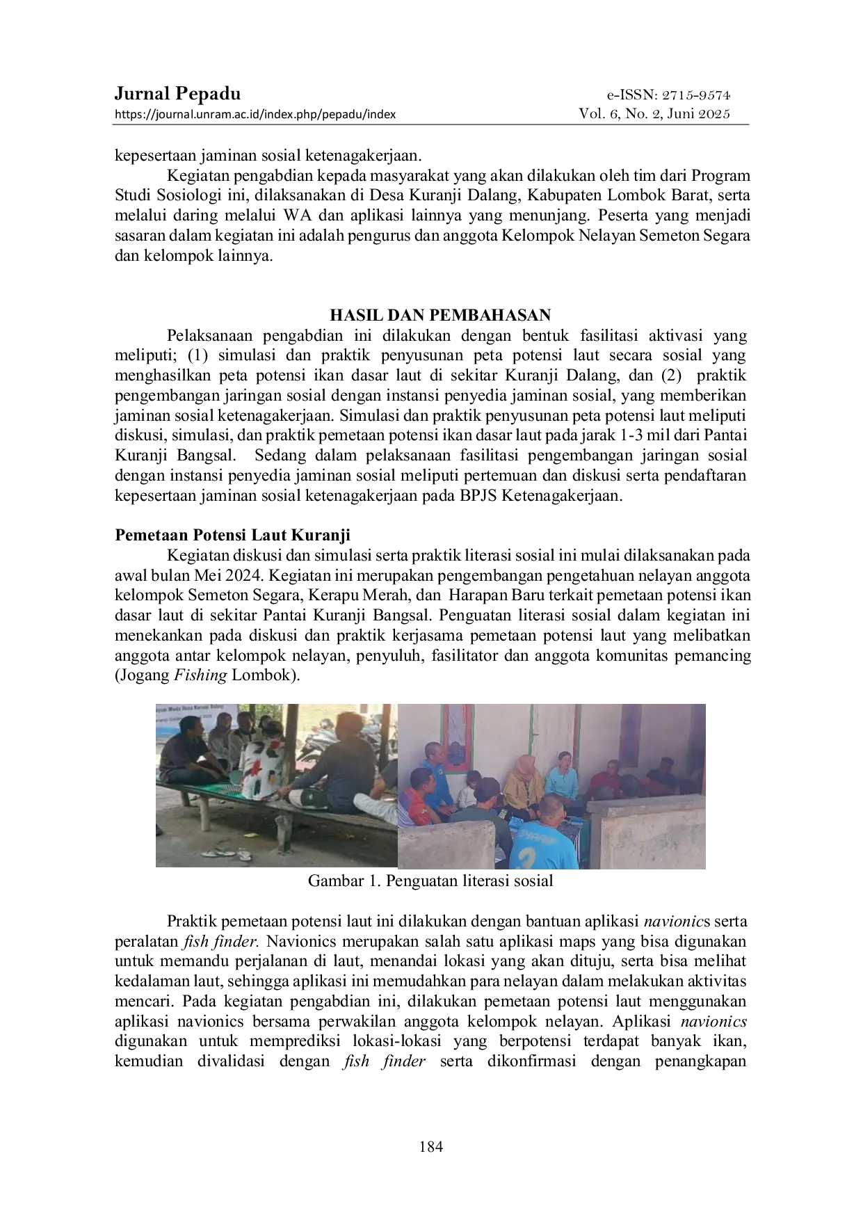 JURIS Pengutan Literasi Sosial Melalui Fasilitasi Aktivasi Gabungan Kelompok Nelayan Desa Kuranji Dalang