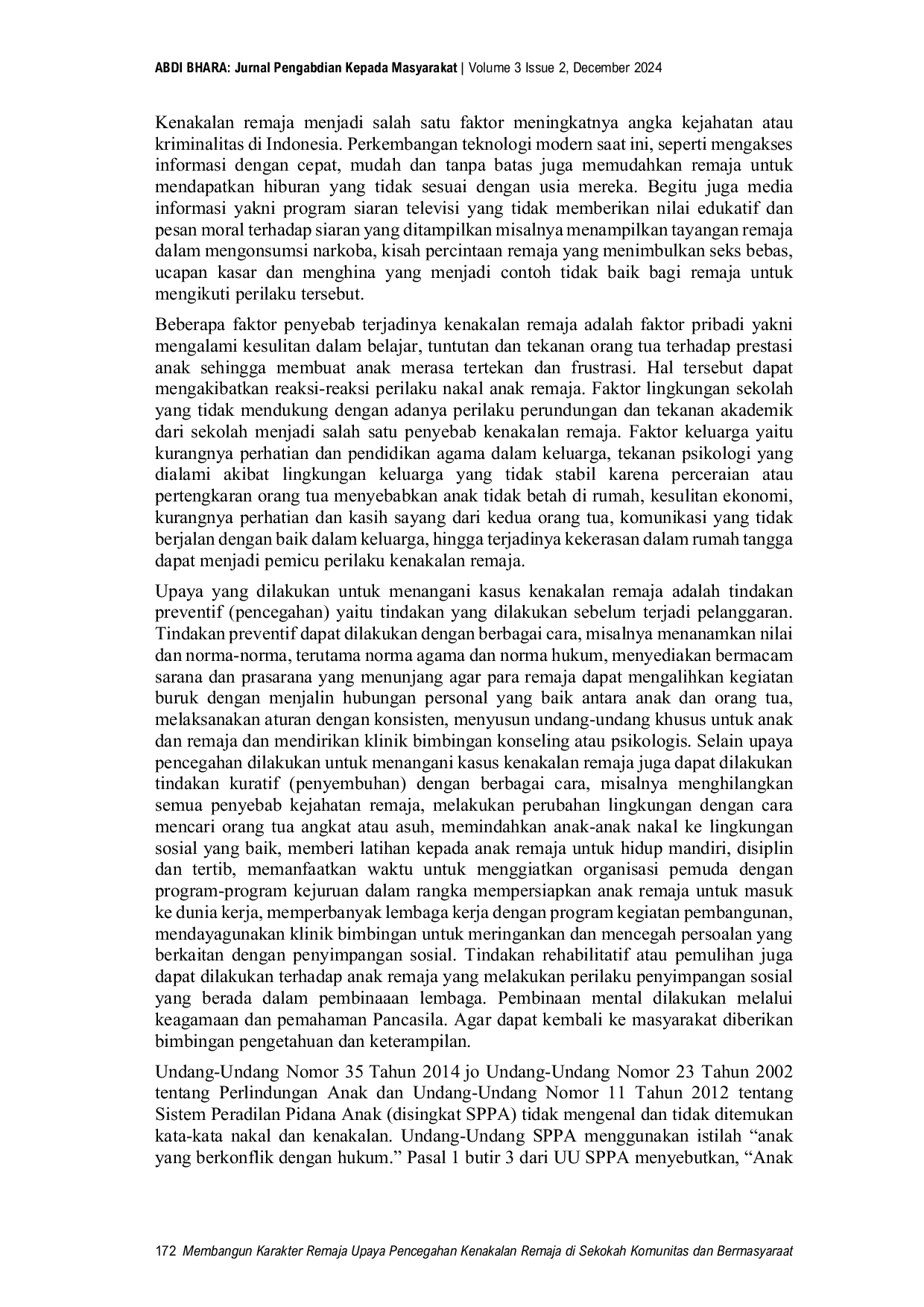 JURIS Membangun Karakter Remaja Upaya Pencegahan Kenakalan Di Sekolah Komunitas dan Bermasyarakat