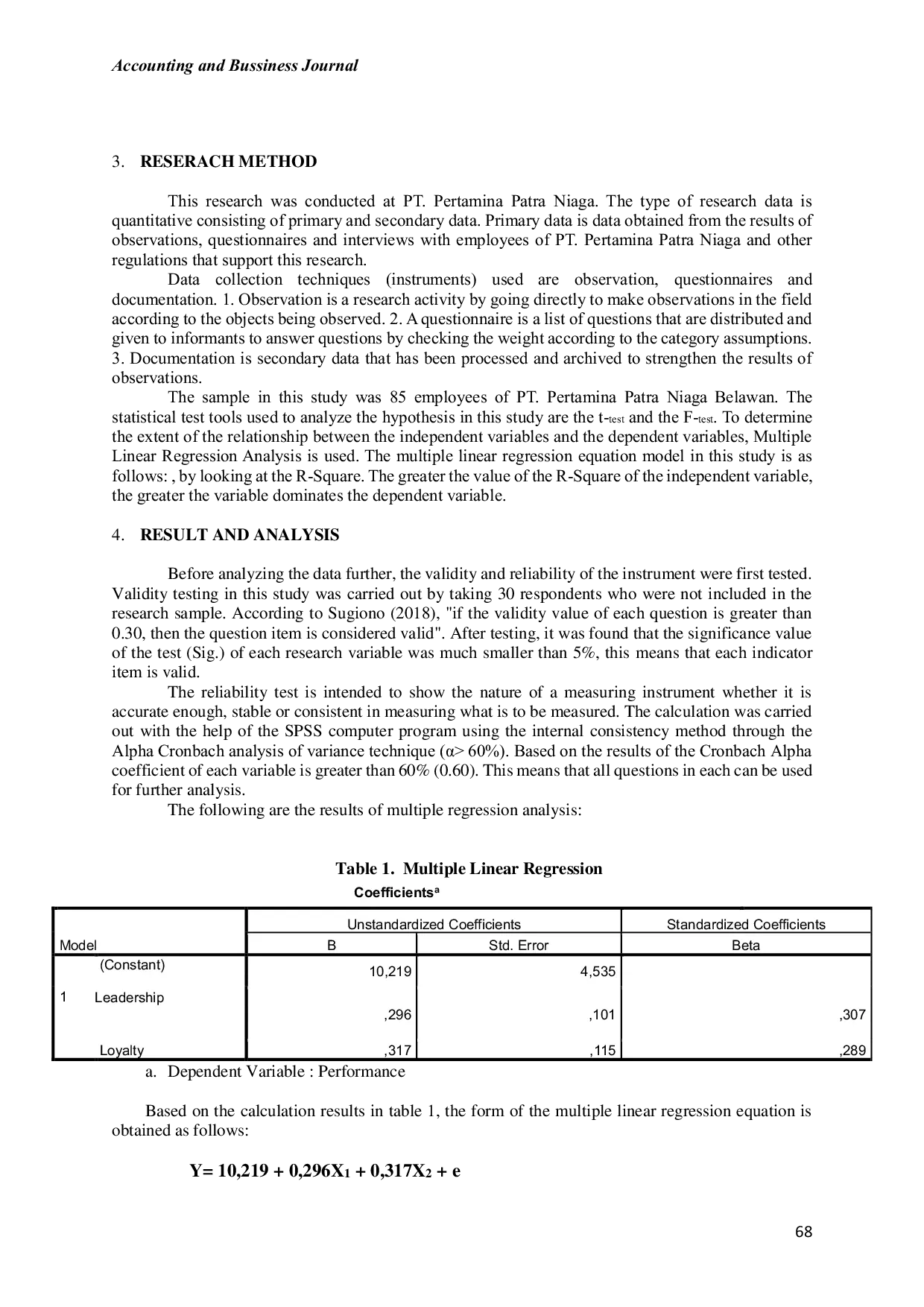 JURIS The Influence Of Leadership And Loyalty On Employee Performance PT Pertamina Patra Niaga