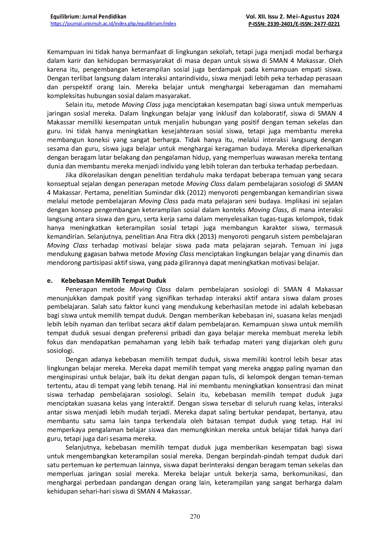 JURIS Moving Class Eksplorasi Penerapan Kurikulum Merdeka Dalam Pembelajaran Sosiologi Di SMAN 4 Makassar