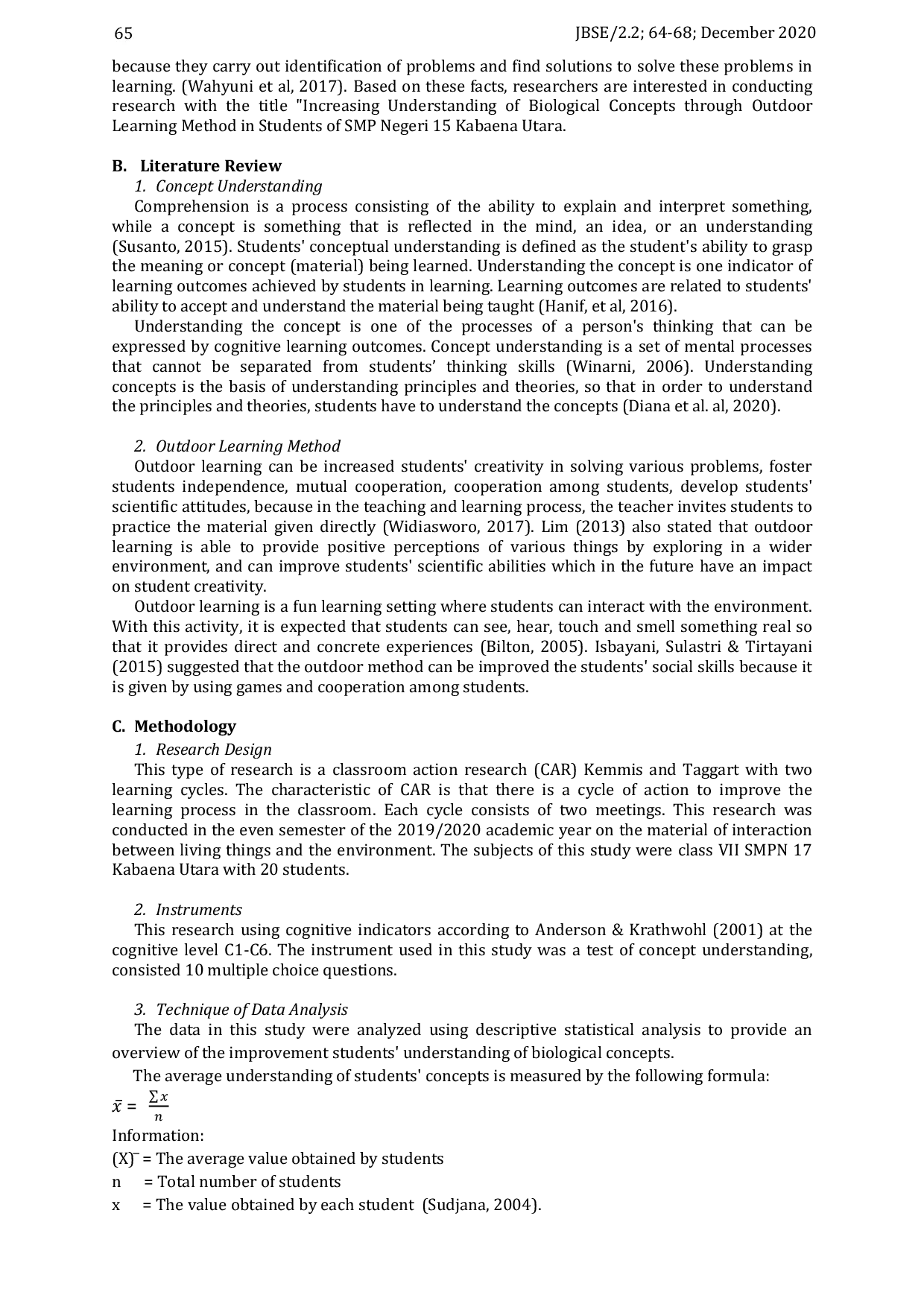 JURIS Outdoor Learning Methods to Improve Students Biological Concepts