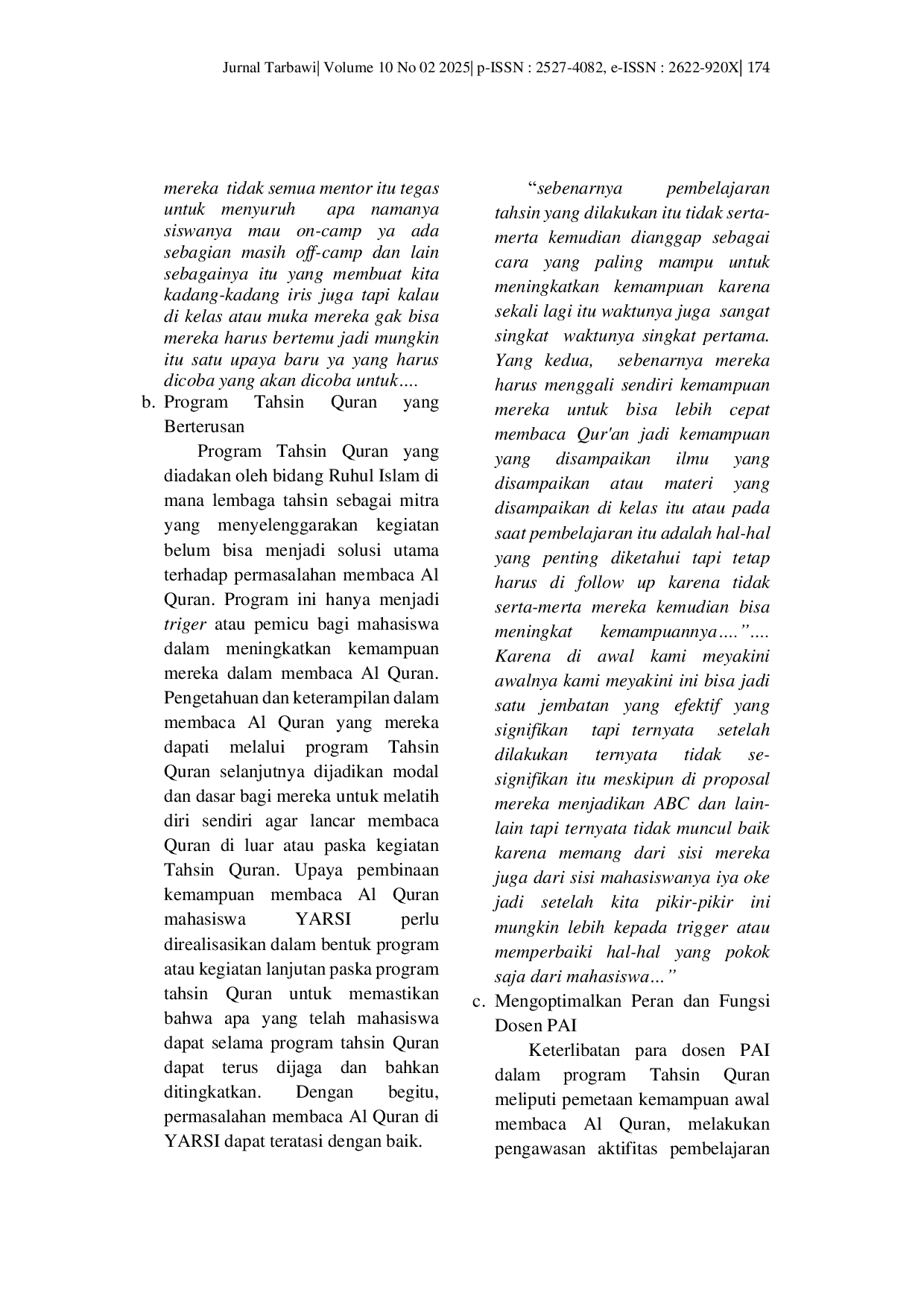 JURIS Analisis Pendekatan Plan Do Check Act PDCA Pada Program Tahsin Quran di Perguruan Tinggi