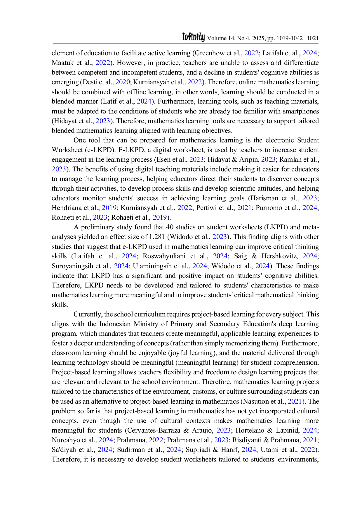 JURIS Integration of ethno modelling and 3N An innovative digital worksheet framework to enhance students mathematical critical thinking skills
