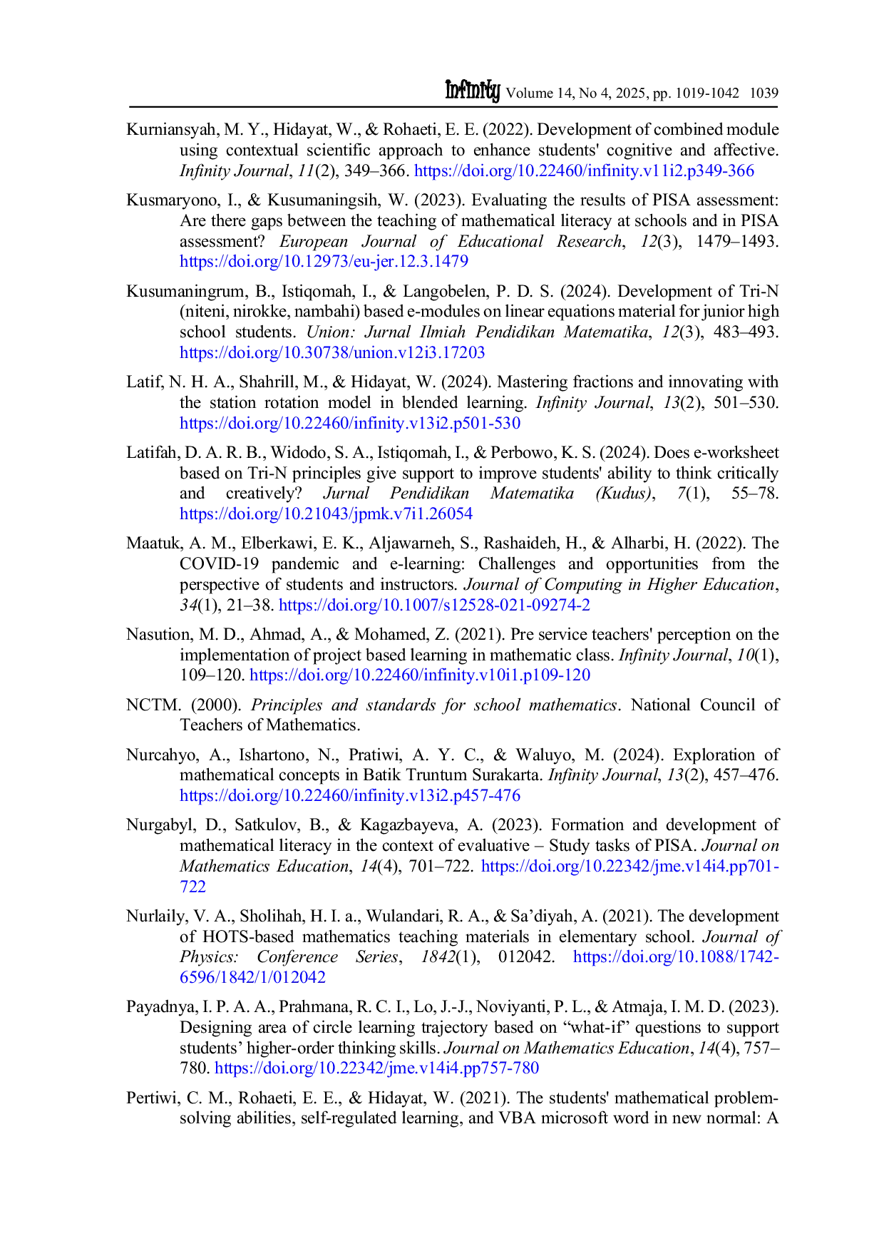 JURIS Integration of ethno modelling and 3N An innovative digital worksheet framework to enhance students mathematical critical thinking skills