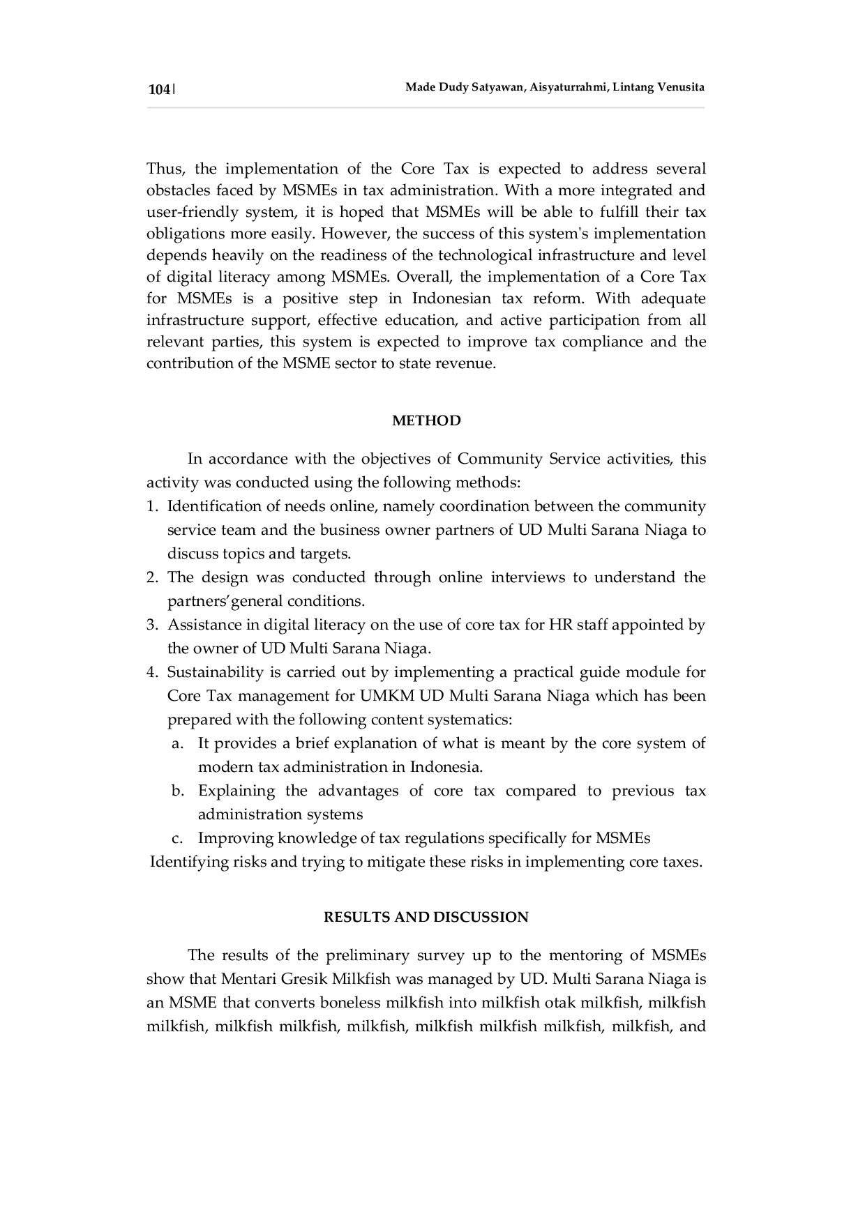 JURIS Digital Core Tax Literacy in Milkfish MSMEs