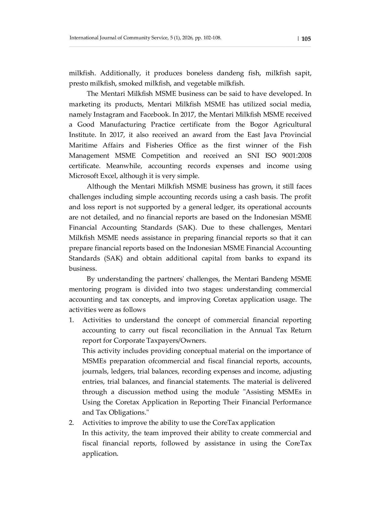 JURIS Digital Core Tax Literacy in Milkfish MSMEs