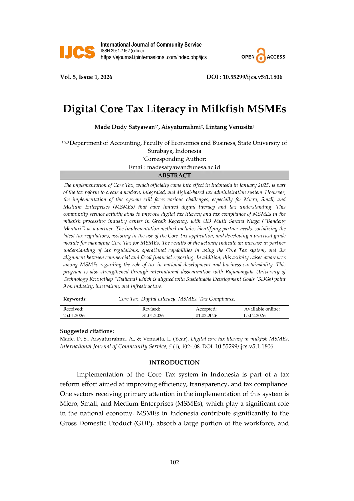 JURIS Digital Core Tax Literacy in Milkfish MSMEs