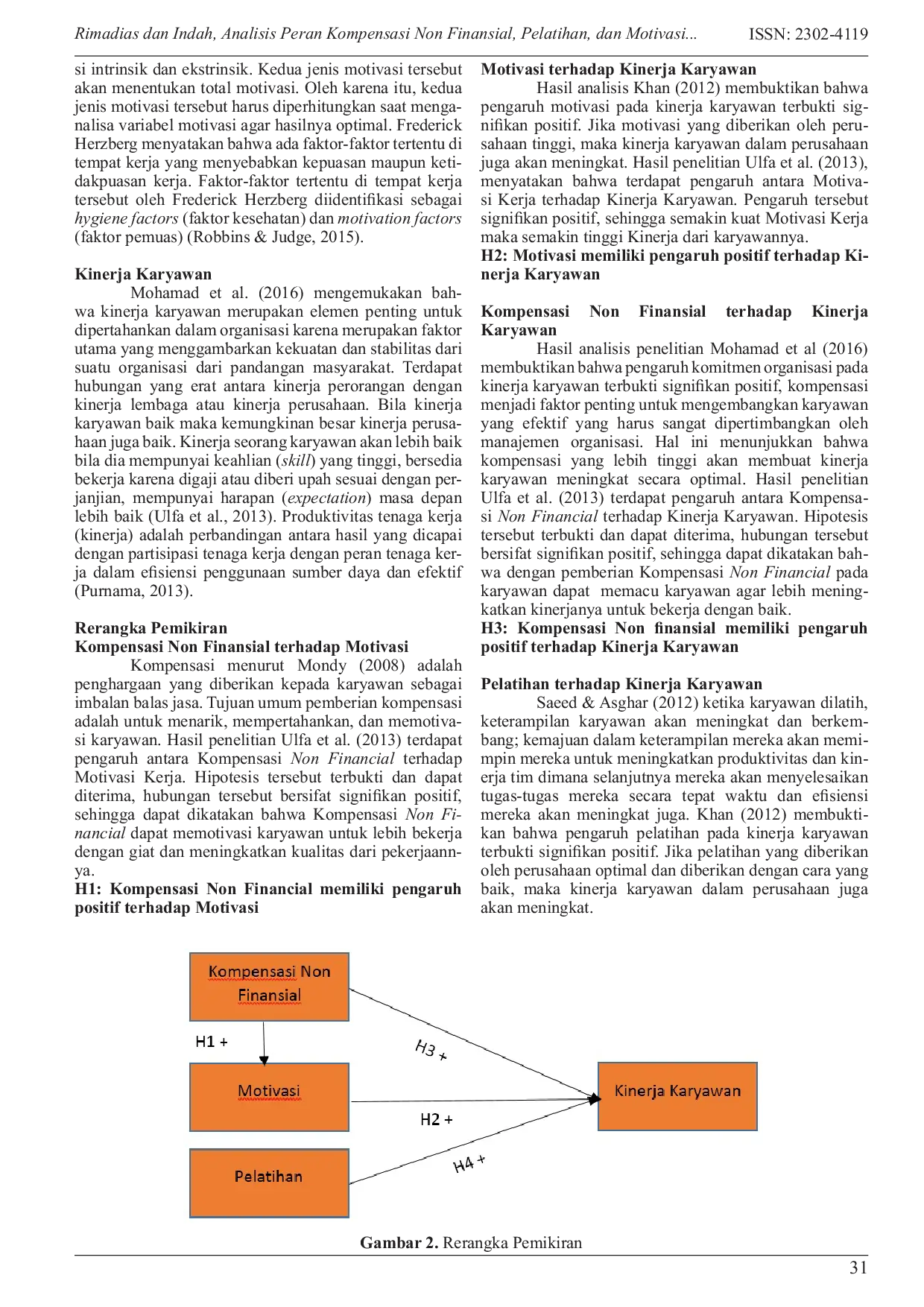 JURIS Analisis Peran Kompensasi Non Finansial Pelatihan dan Motivasi terhadap Kinerja Karyawan Kontrak Studi Pada PT Xacti
