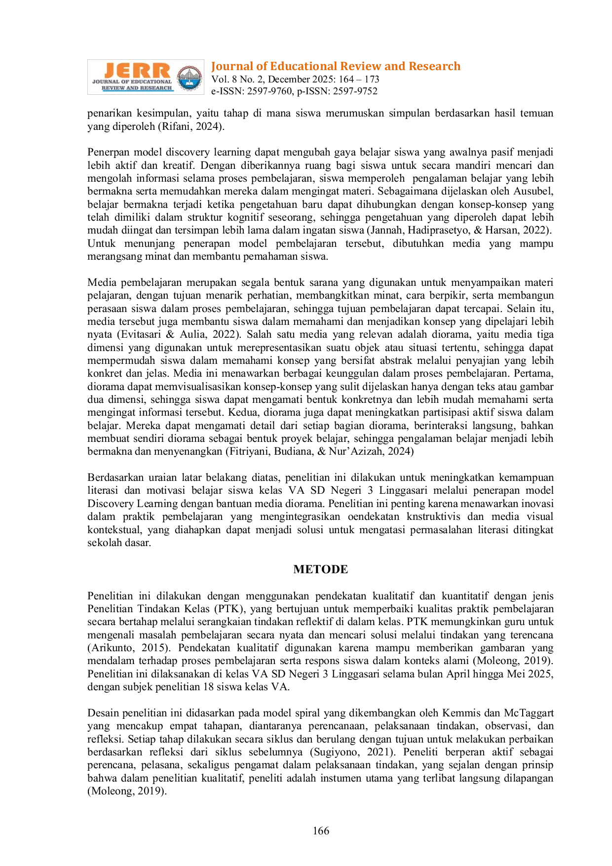 JURIS Penerapan Model Discovery Learning Berbantuan Media Diorama untuk Meningkatkan Kemampuan Literasi dan Motivasi Belajar Siswa