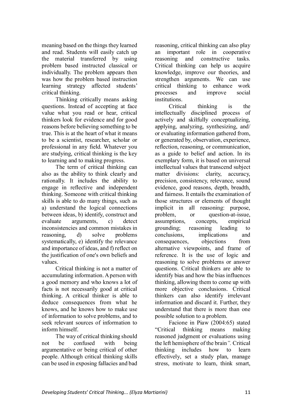JURIS Developing Students Critical Thinking by Using Problem Based Instruction Strategy