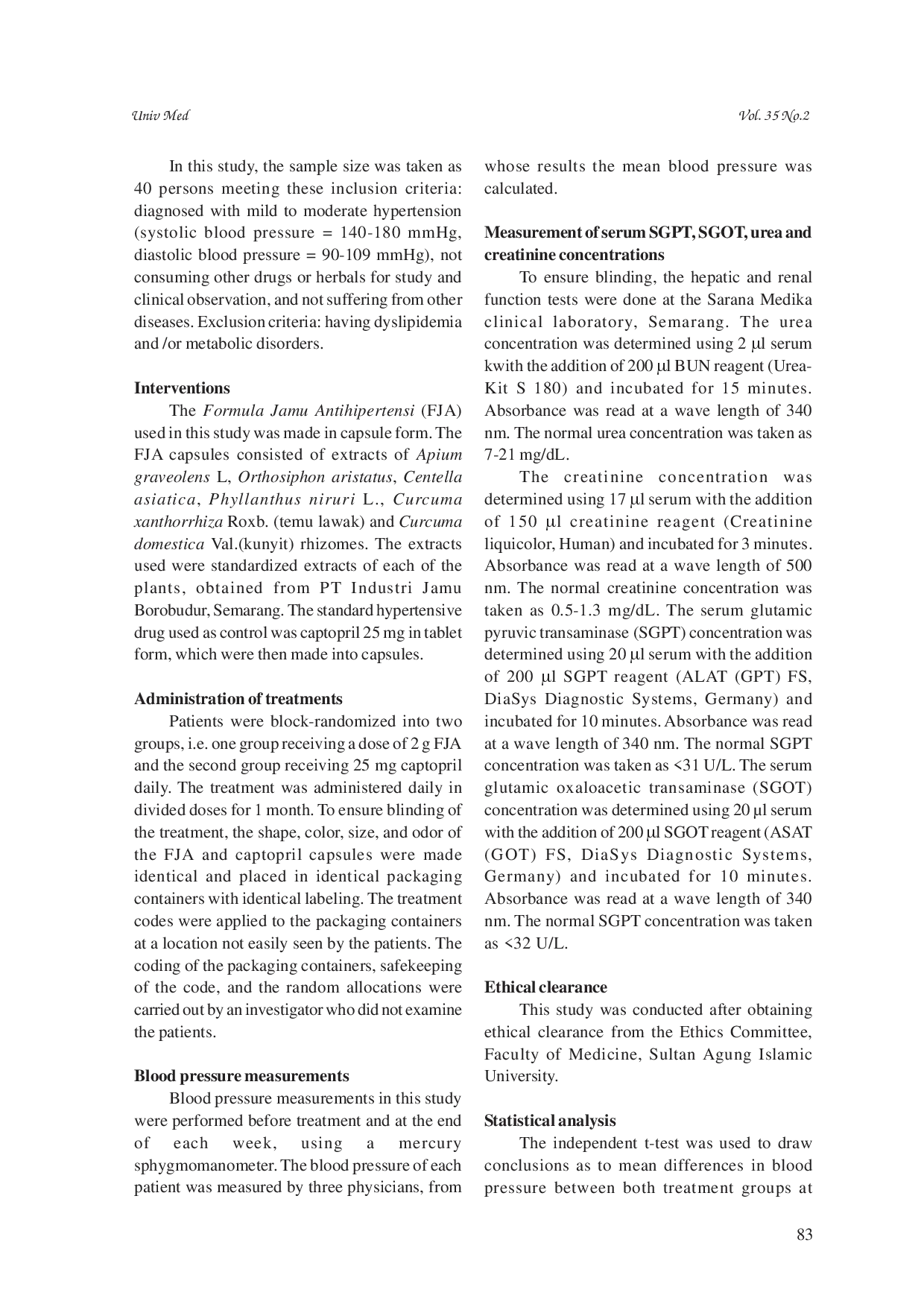 juris Formula Jamu Antihipertensi and captopril are equally effective in patients with hypertension