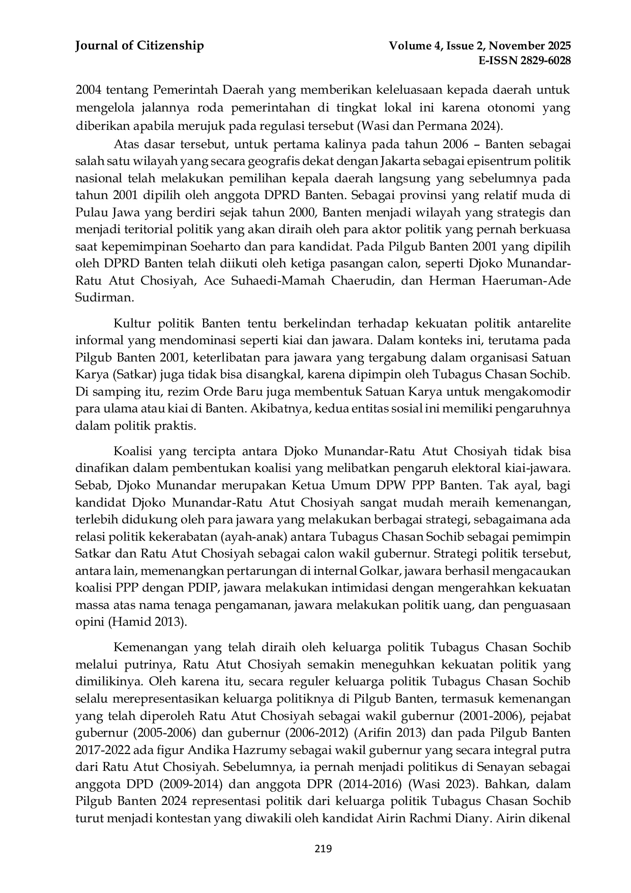 JURIS Pergeseran Kekuasaan Keluarga Politik di Pilgub Banten 2024 Partai Golkar dan PKS