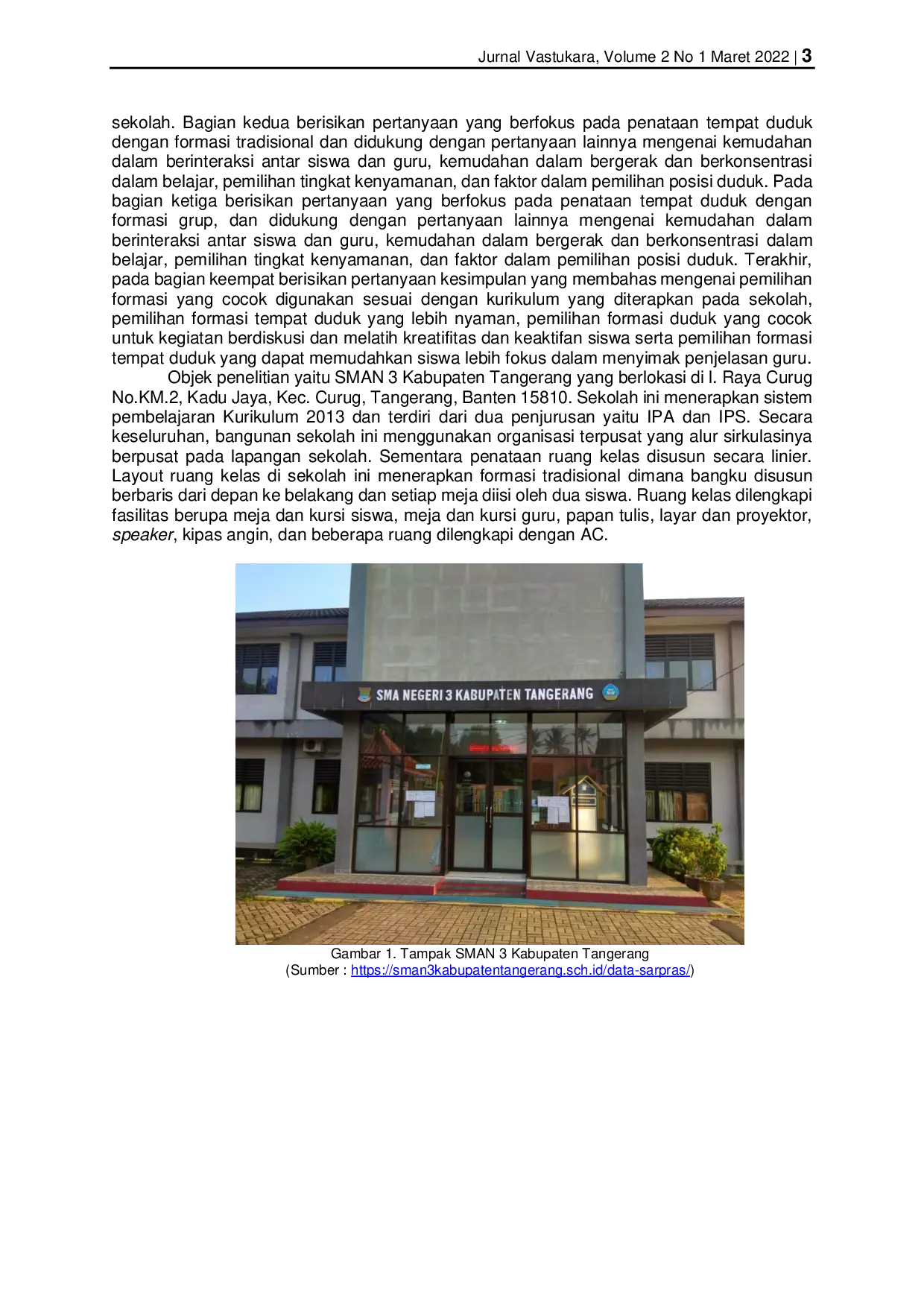 JURIS Penerapan Layout Mebel Siswa Pada Interior Kelas Di SMA Negeri 3 Kabupaten Tangerang