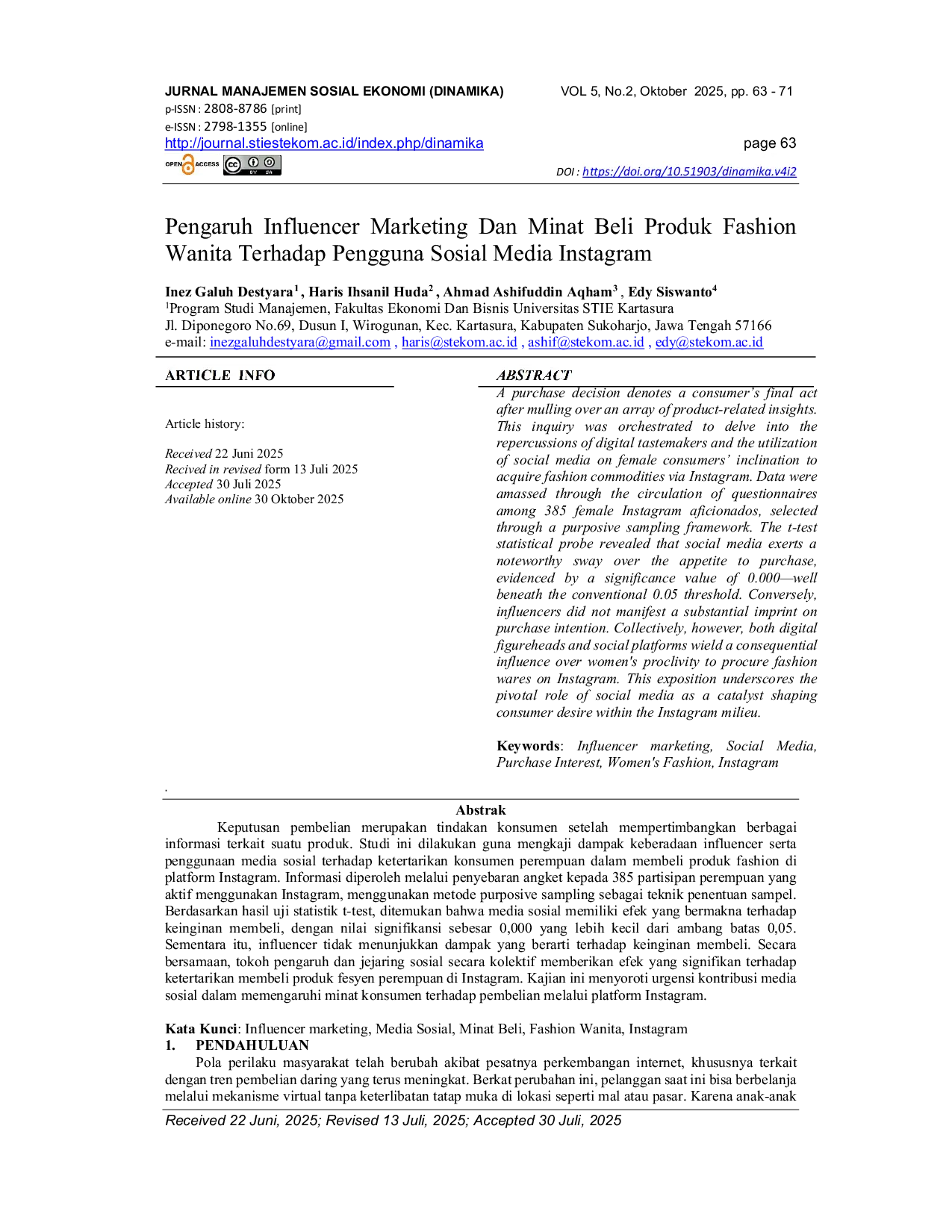 JURIS Pengaruh Influencer Marketing Dan Minat Beli Produk Fashion Wanita Terhadap Pengguna Sosial Media Instagram