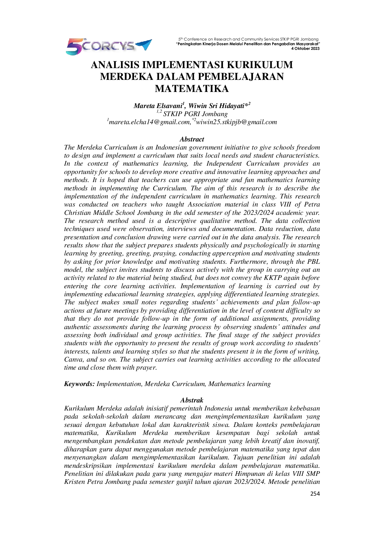 JURIS Analisis Implementasi Kurikulum Merdeka Dalam Pembelajaran Matematika