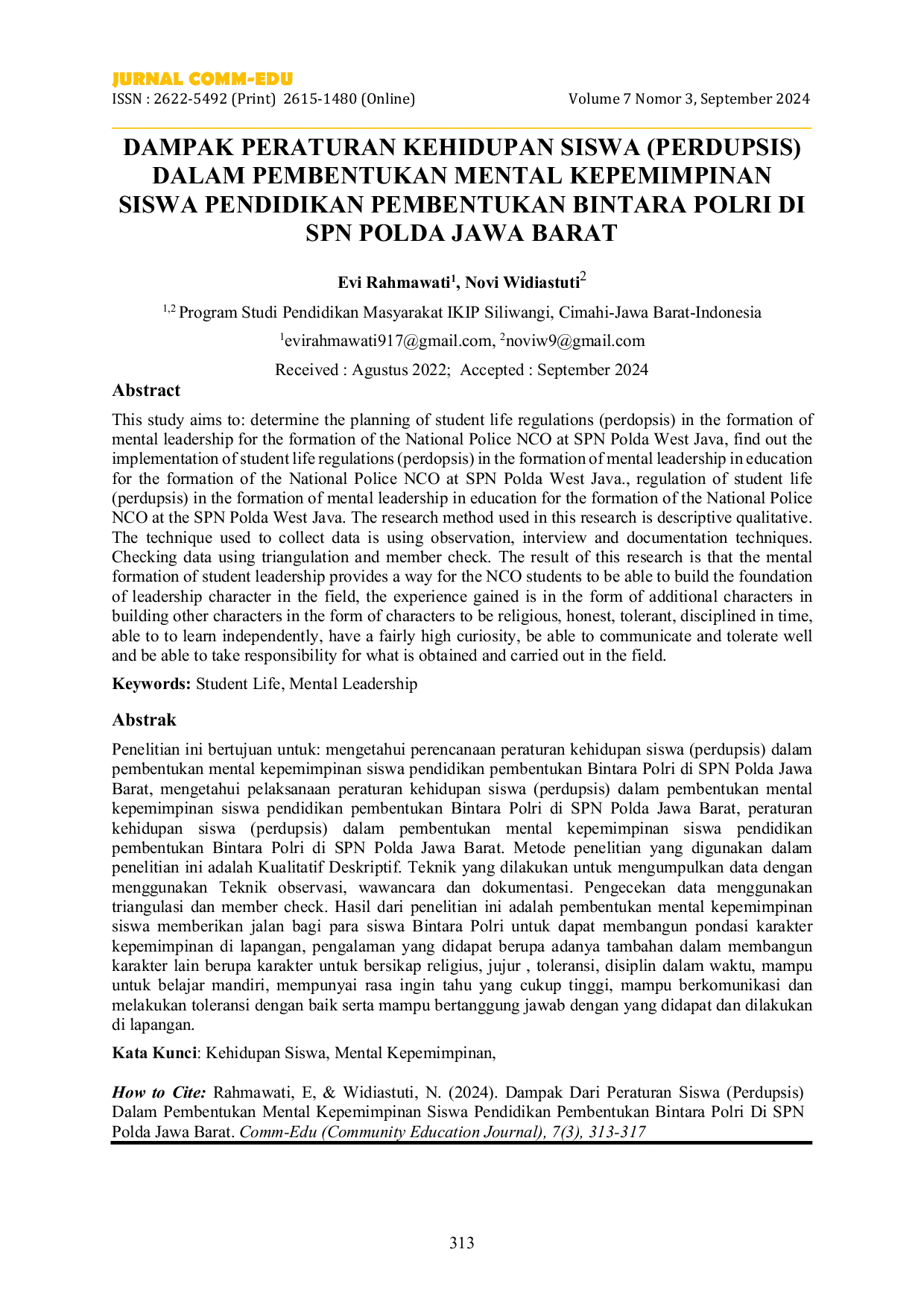 JURIS Dampak Peraturan Kehidupan Siswa Perdupsis Dalam Pembentukan Mental Kepemimpinan Siswa Pendidikan Pembentukan Bintara Polri Di Spn Polda Jawa Barat