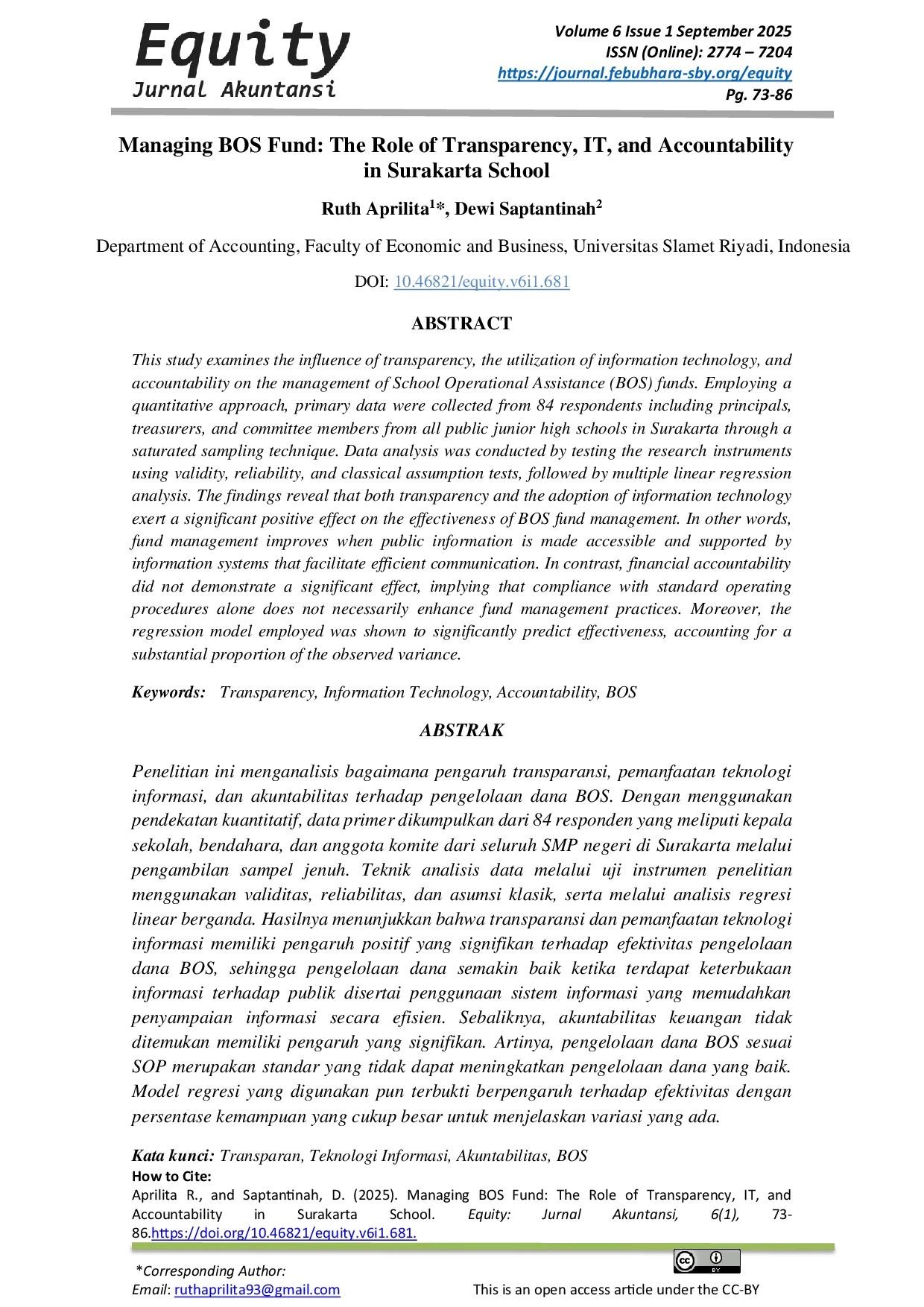 JURIS Managing BOS Fund The Role of Transparency IT and Accountability in Surakarta School