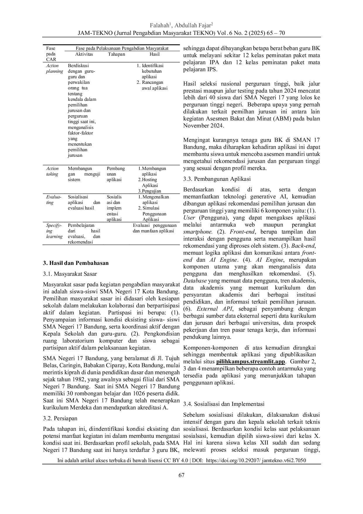 JURIS Implementasi Sistem Rekomendasi Pemilihan Jurusan dan Kampus Bagi Siswa SMA Berbasis AI