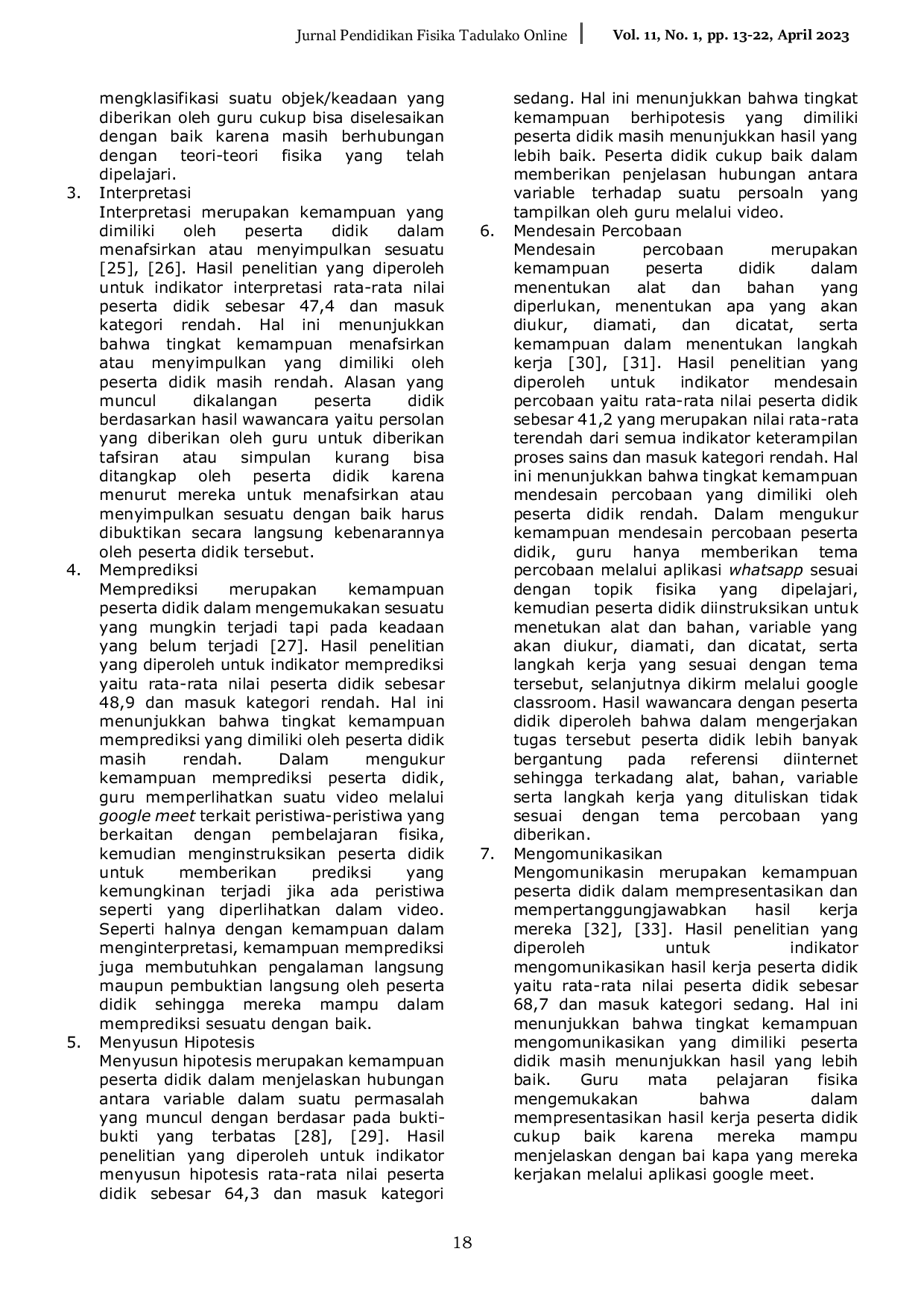 JURIS Analisis Keterampilan Proses Sains Peserta Didik Pada Materi Fisika Dalam Pembelajaran Daring