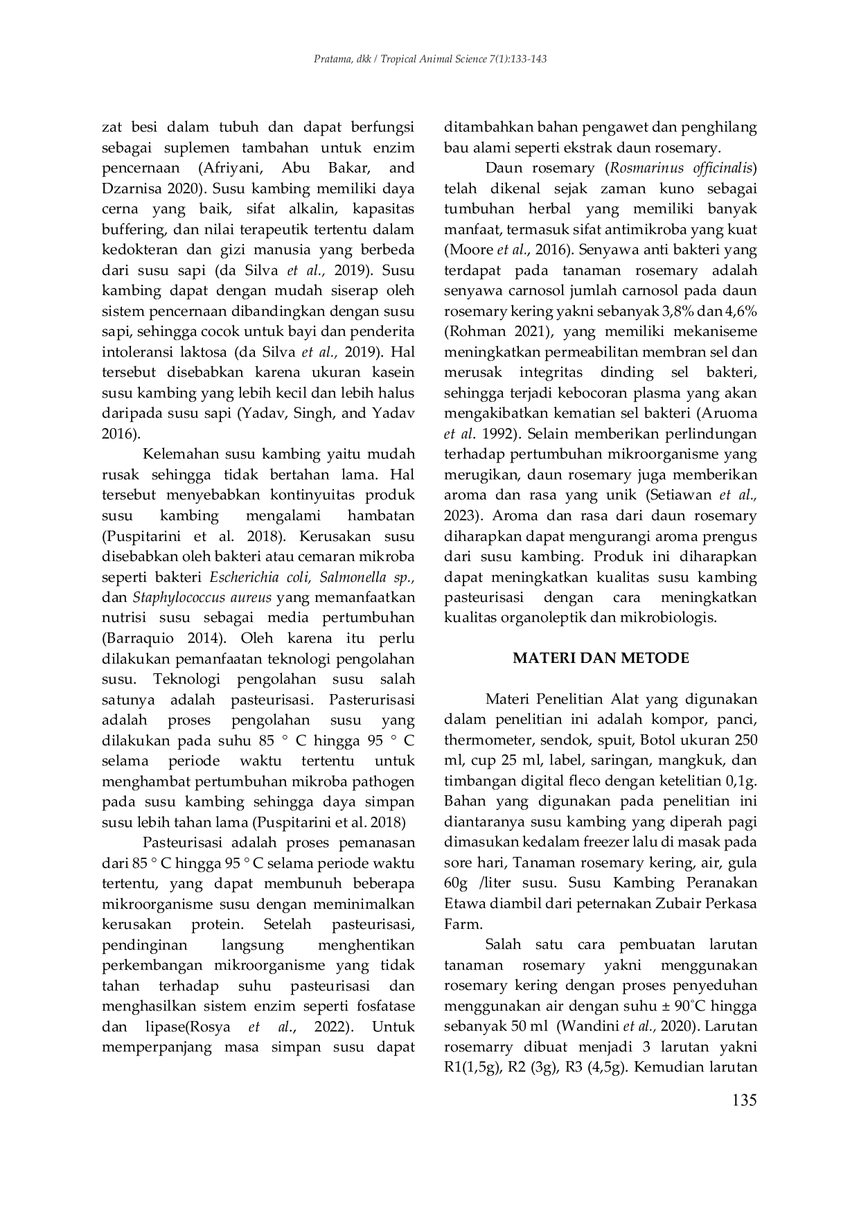 JURIS Pemanfaatan Ekstrak Tanaman Rosemary Terhadap Kualitas Susu Kambing Pasteurisasi