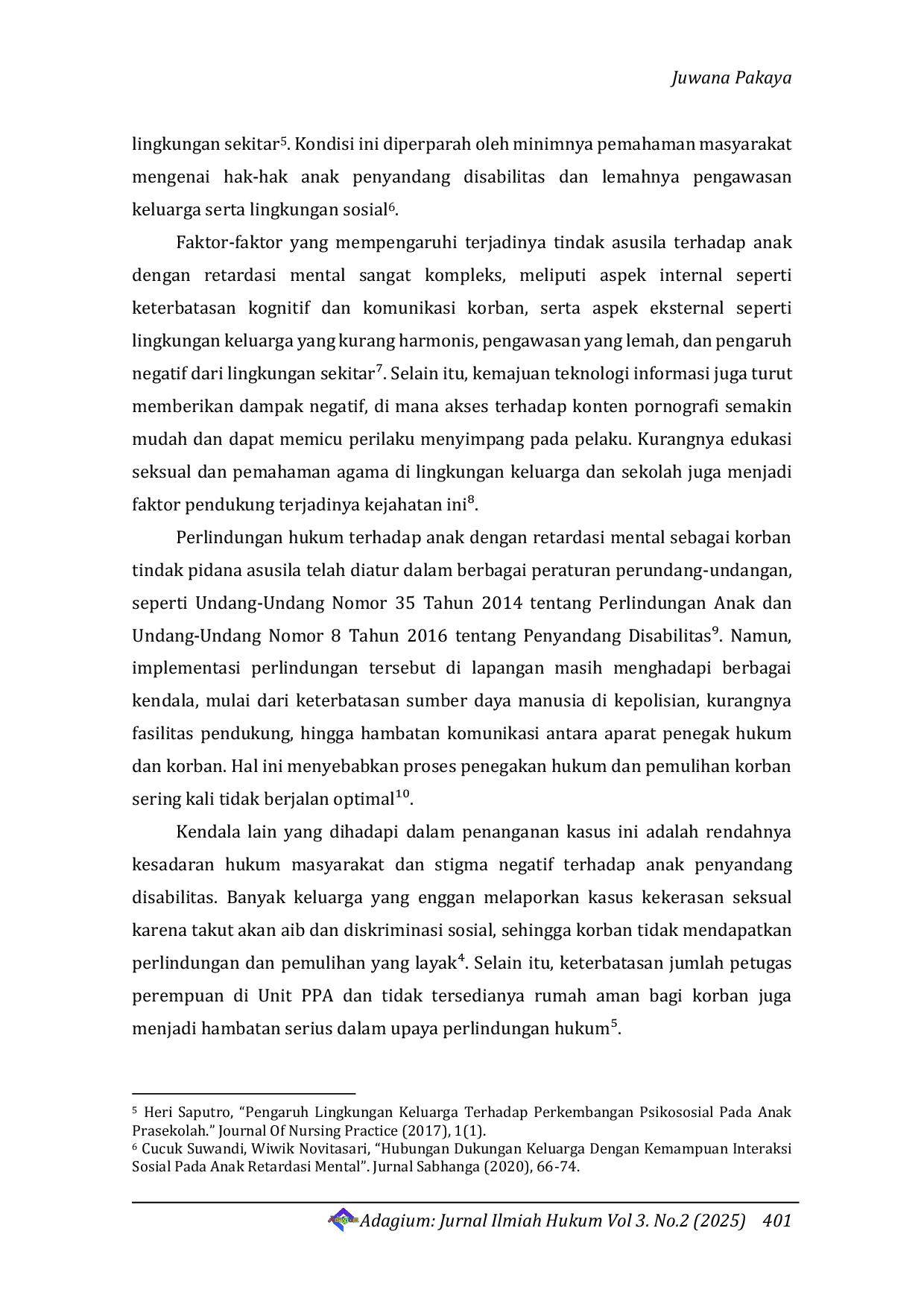 JURIS Kajian Hukum atas Determinan Tindakan Asusila terhadap Anak di Bawah Umur dengan Retardasi Mental