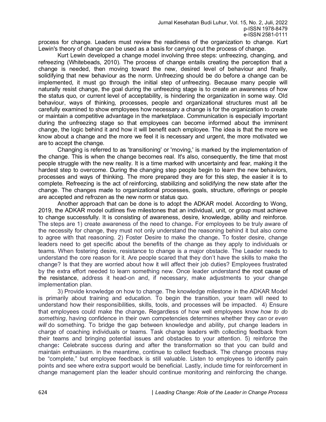 JURIS Leading Change Role of the Leader in Change Process