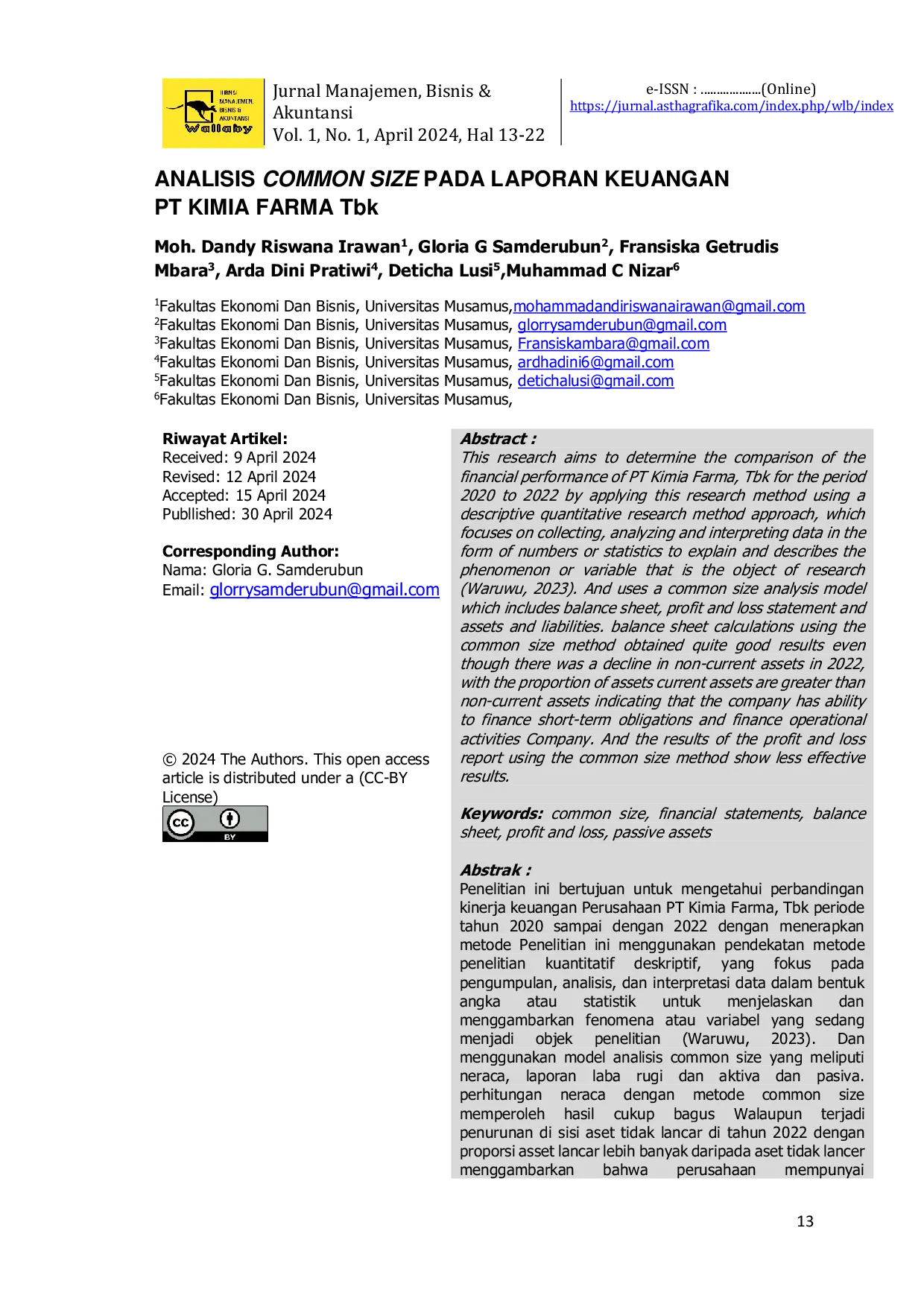 JURIS ANALISIS COMMON SIZE PADA LAPORAN KEUANGAN PT KIMIA FARMA Tbk