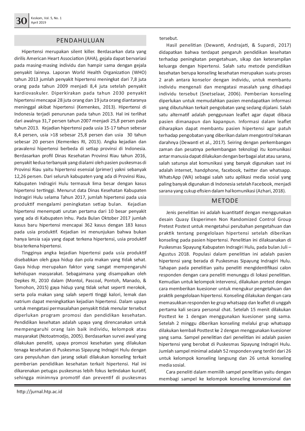 juris Pengaruh Konseling Melalui Media Sosial Terhadap Pengetahuan Dan Praktik Pengelolaan Hipertensi