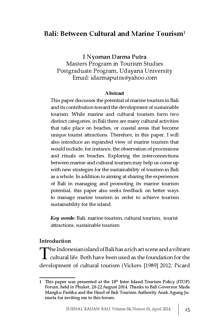 juris Bali Between Cultural and Marine Tourism